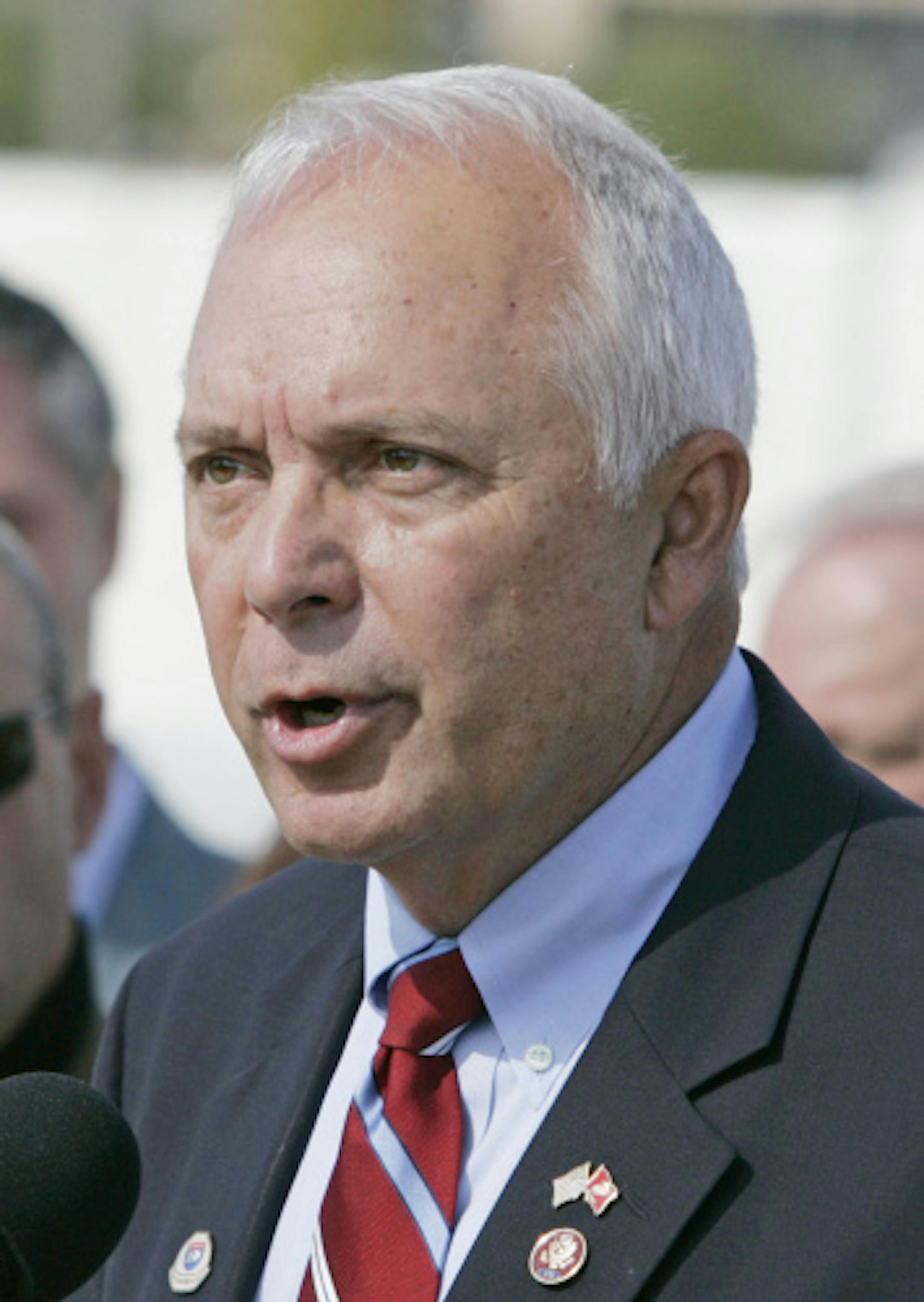 Republican Rep. John Kline, shown Sept. 15, 2008 in Minneapolis, is running against Democrat Steve Sarvi for Minnesota's Republican-leaning 2nd Congressional District.