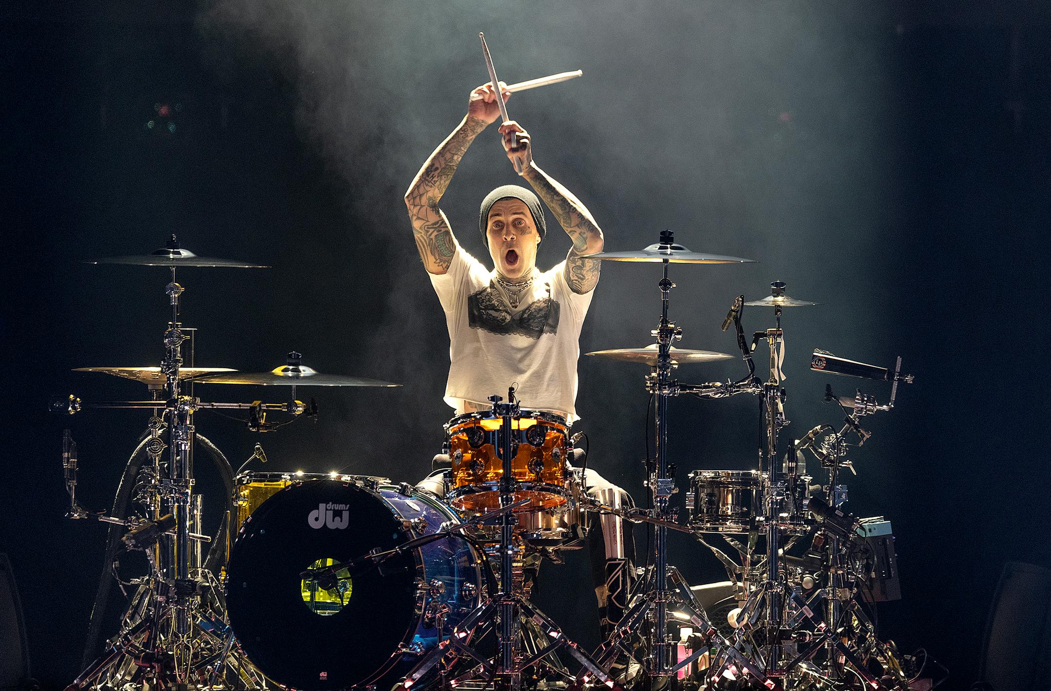 Blink 182 takes the stage at the Xcel Energy Center, in St. Paul, Minn., on Thursday, May 4, 2023.
