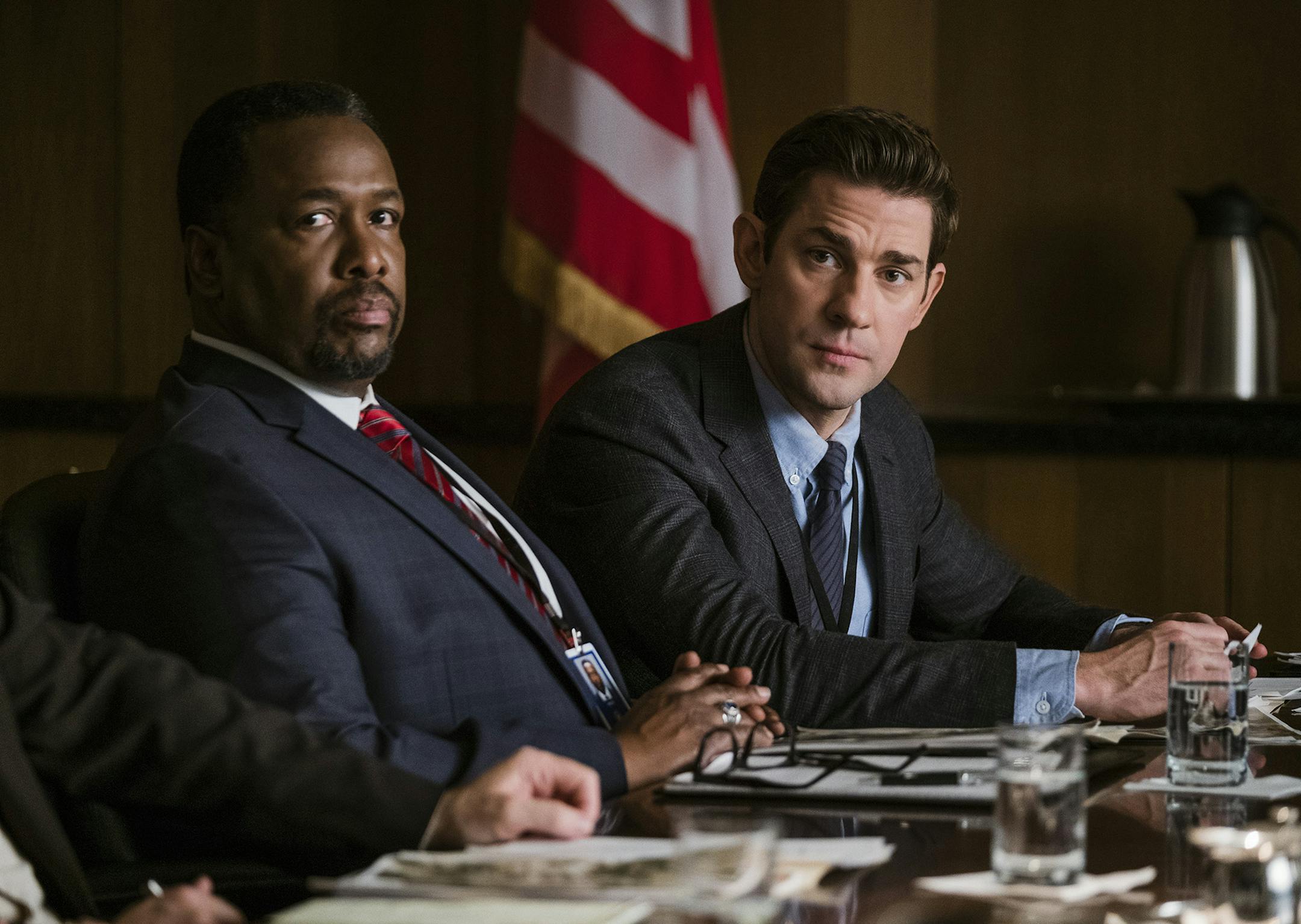 Wendell Pierce and John Krasinski in "Jack Ryan." credit: Philippe BossÈ, Amazon Studios