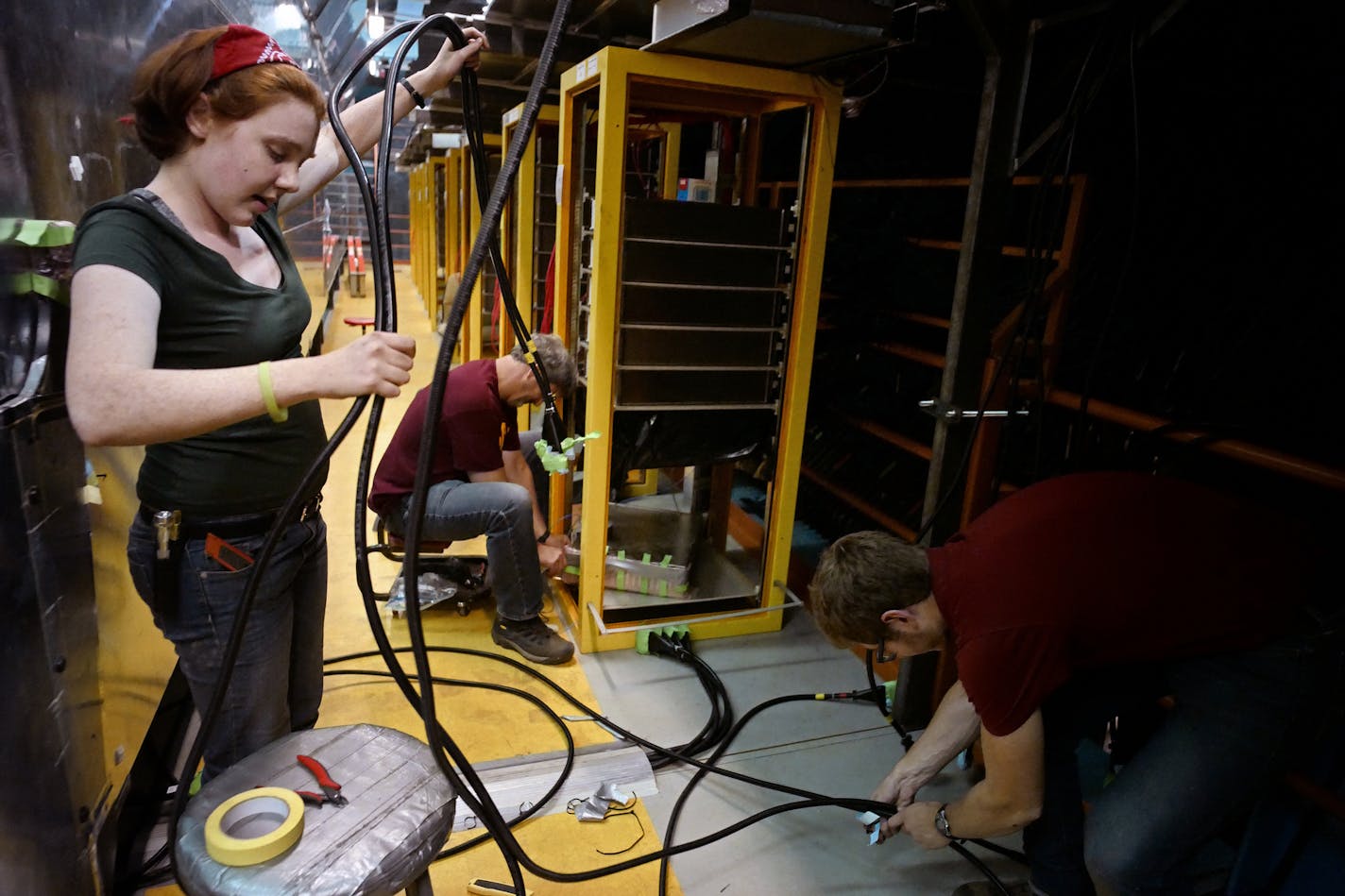 Northwestern student and intern Emma McDonnell collects fiber optic cables that will be used in other experiments.]In the bottom of the Sudan Mine, there is a lab called MINOS which has been used to search for the elusive subatomic particle called the neutrino. The lab is shutting down after the experiment has been operational since 2005. Richard Tsong-taatarii@startribune.com