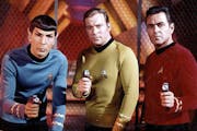 Actors Leonard Nimoy, William Shatner and James Doohan from the original "Star Trek" series. The show premiered 50 years ago as one of the new fall sh