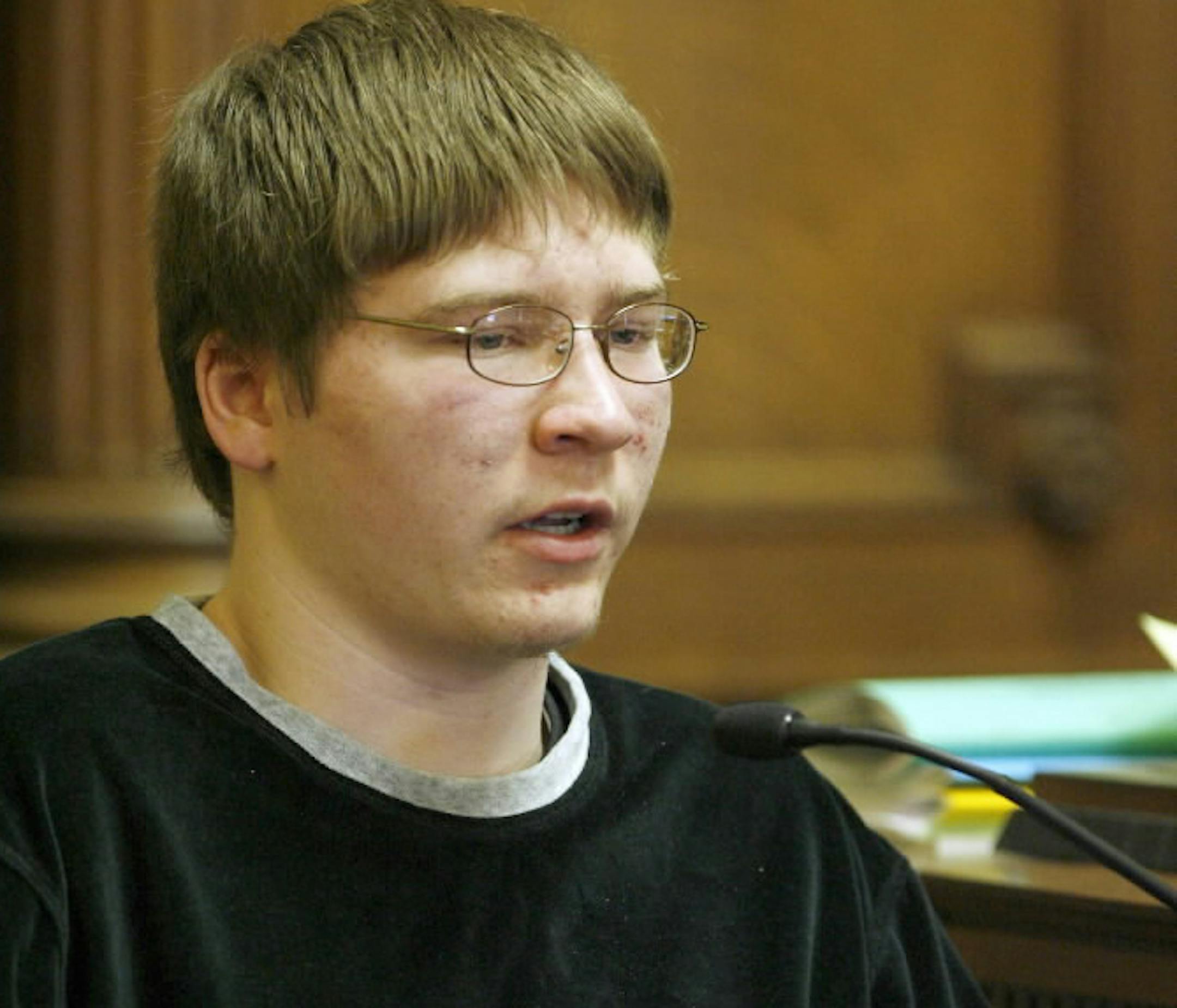 FILE -- Brendan Dassey testifies Monday, April 23, 2007, at the Manitowoc County Courthouse in Manitowoc, Wis.