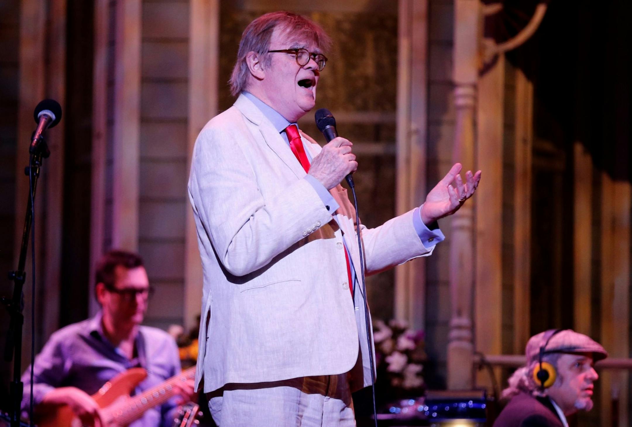 Garrison Keillor performs during the warmup to the live broadcast of "A Prairie Home Companion" at the State Theatre in Minneapolis on Saturday, May 21, 2016. ] (LEILA NAVIDI /STAR TRIBUNE) leila.navidi@startribune.com Garrison Keillor's last time as host for "Prairie Home Companion" from Minneapolis is expected to draw his most die-hard fans and favorite local musicians. Photographed Saturday, May 21, 2016 at the State Theatre in Minneapolis.
