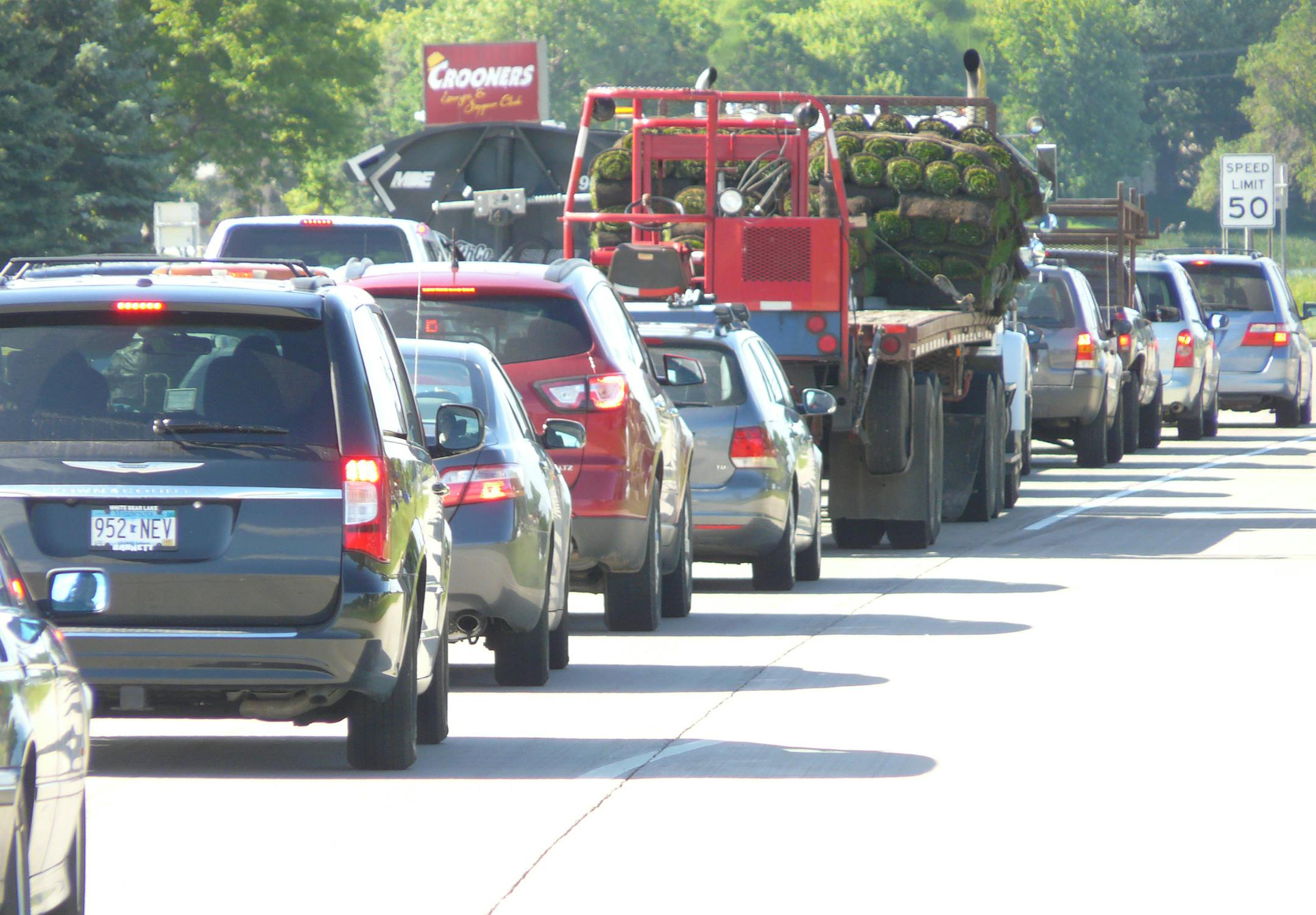 Traffic is slowed frequently on Hwy. 65 (Central Ave.) in Fridley, billed as a highway aimed at long-distance travel and with a 50 mph speed limit but in places as thick with stoplights as any urban arterial. Photo by David Peterson, david.a.peterson@startribune.com