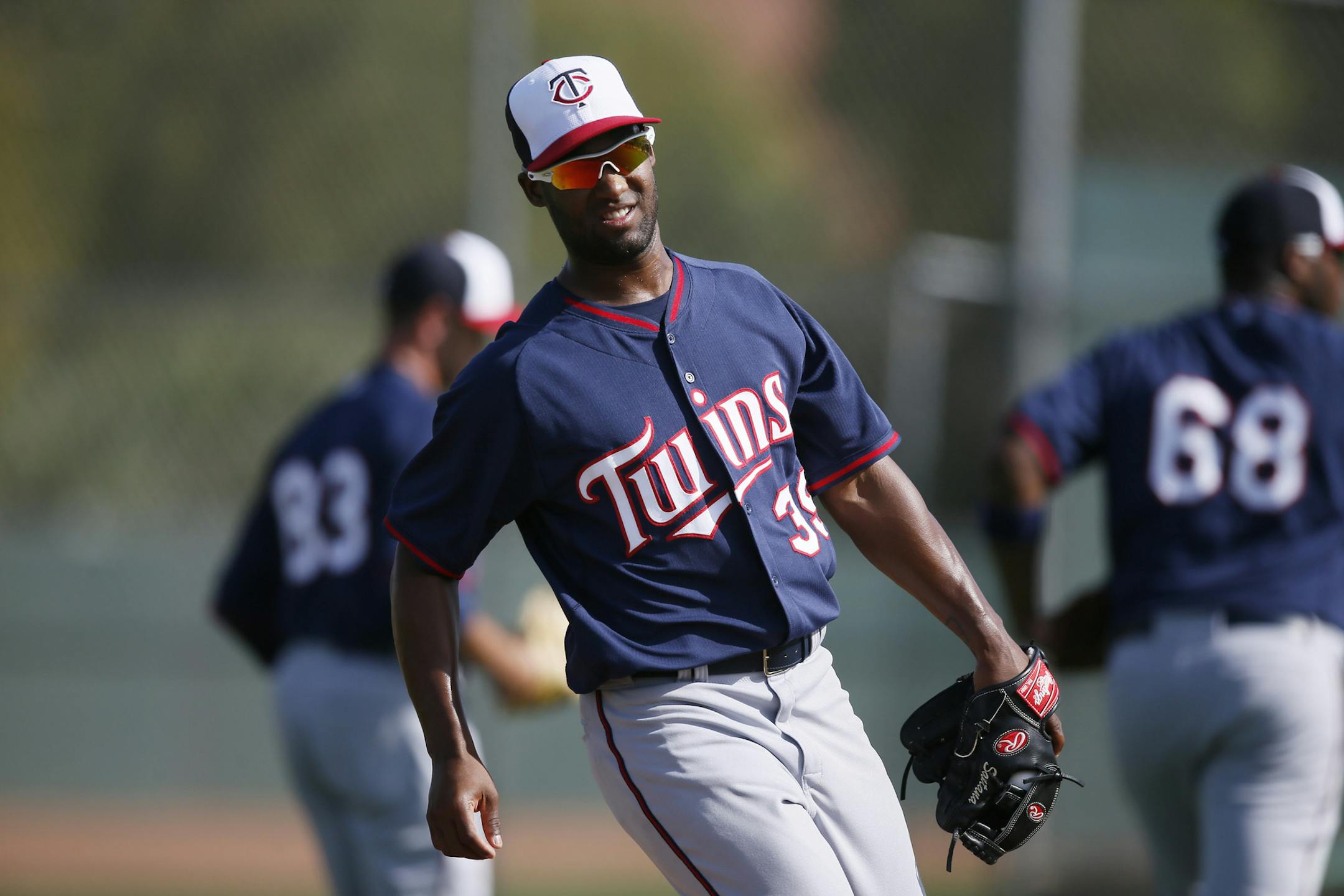 Danny Santana worked on infield popups Monday Feb 24. 2014 in Fort Myers, Florida at Lee County Sports Complex. ] JERRY HOLT jerry.holt@startribune.com Jerry Holt