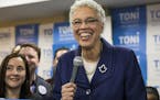 Chicago mayoral candidate Toni Preckwinkle speaks at her election night event in Chicago on Tuesday, Feb. 26, 2019. Cook County Board President Preckw