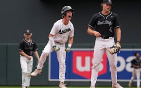 Jack Glancey, shown cheering from second base during the state championship game last season, and his Mounds View teammates have the No. 1 ranking in