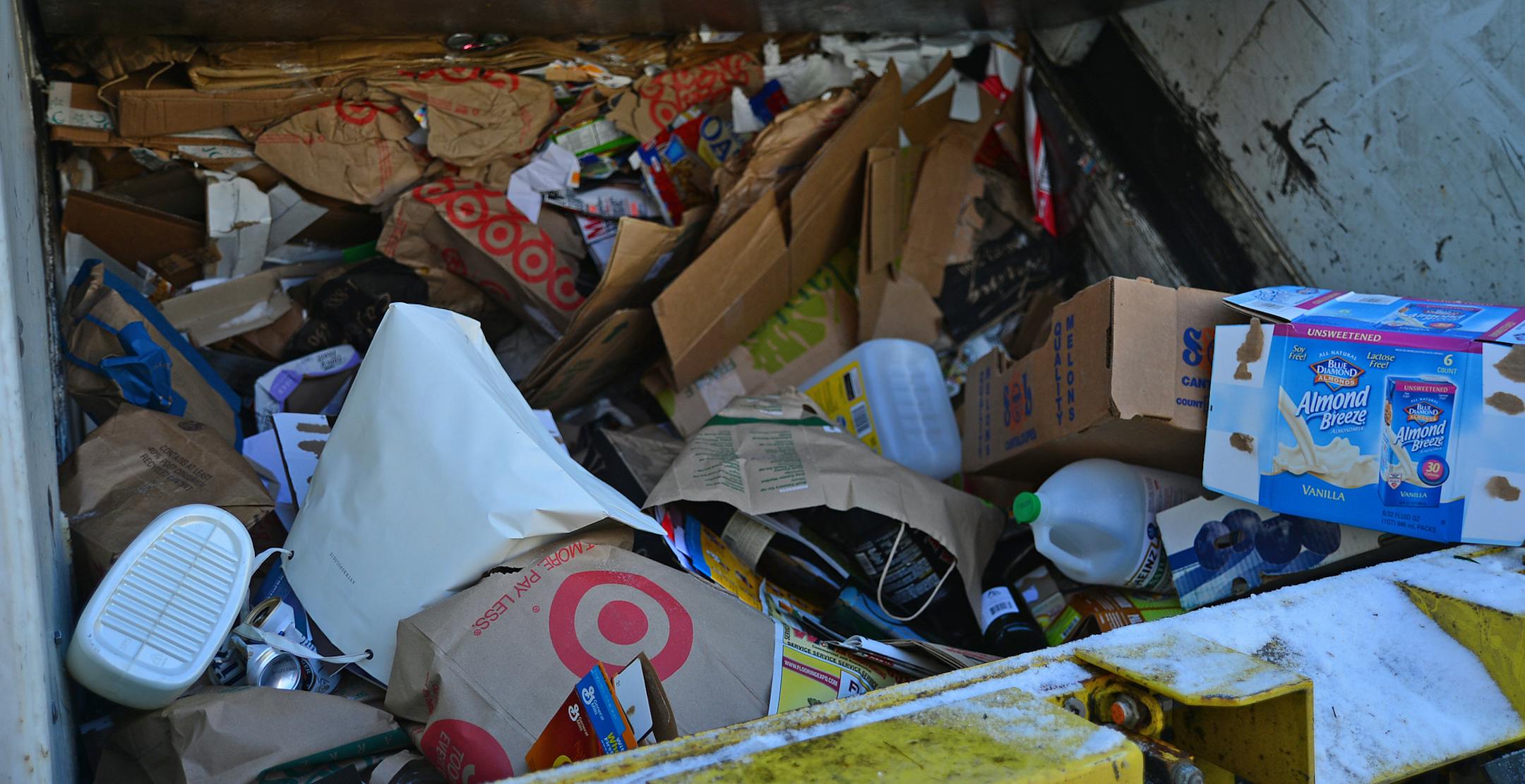 The single-sort recycling system in Minneapolis, will have its one-year anniversary this summer. So far, city data show that recycling worker injuries have dropped significantly since the system was implemented, saving the city about $250,000 so far this year. Jon Mollers has been working in recycling for 27 years , he wears a high visibility jacket and ear plugs. It's still optional to wear eye goggles and today he didn't have to wear ice cleats on his shoes. ] Richard.Sennott@startribune.com R