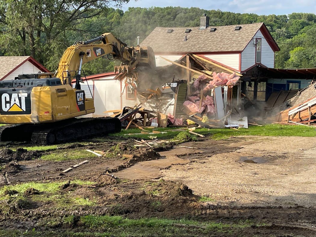 The Rapidan Dam Store was demolished Friday. (Credit: Blue Earth County Sheriff's Office)