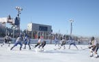Minnetonka and Andover battled during subzero temperatures during the 2019 Hockey Day Minnesota in Bemidji.