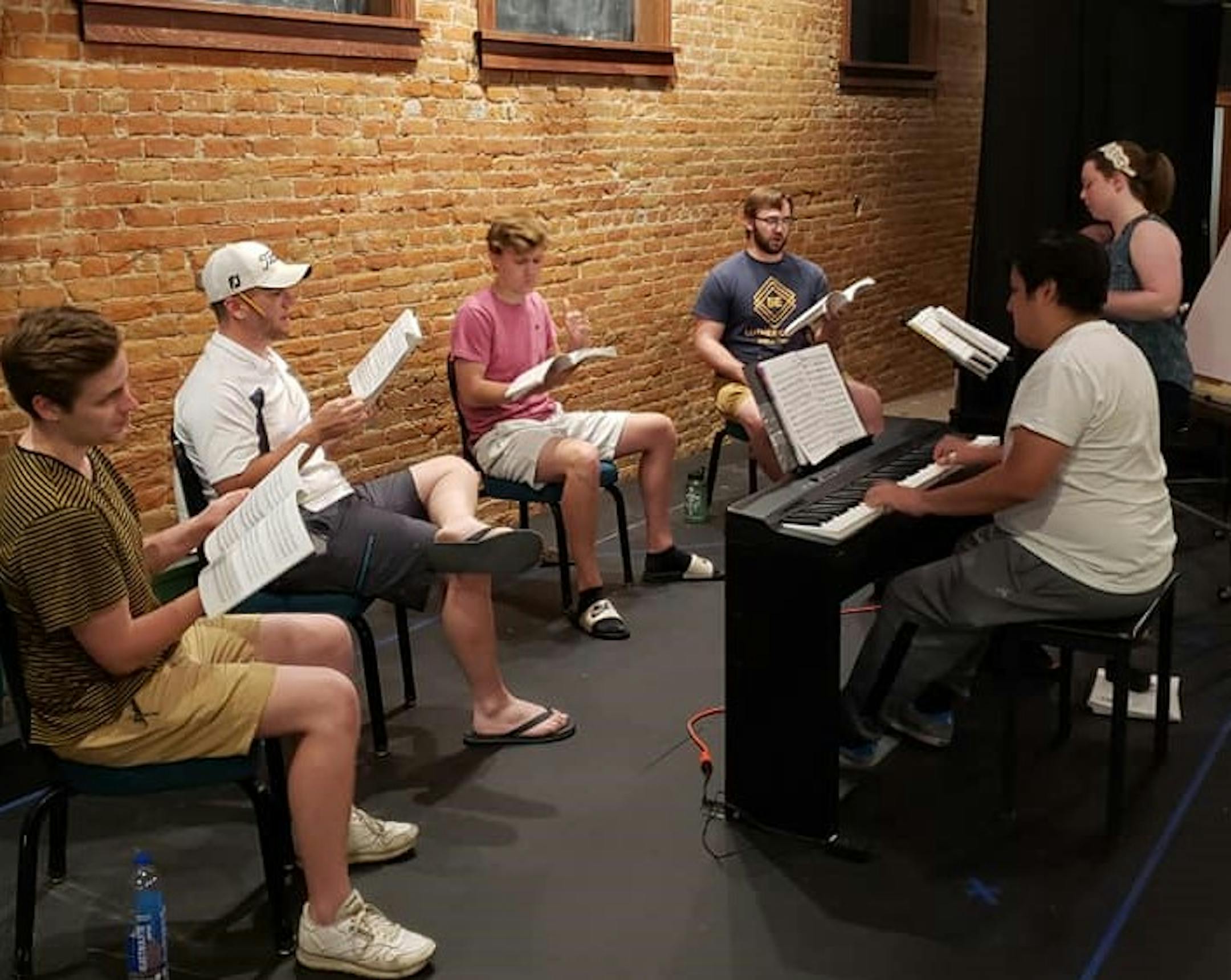 A rehearsal of "Forever Plaid" at Mankato Playhouse.