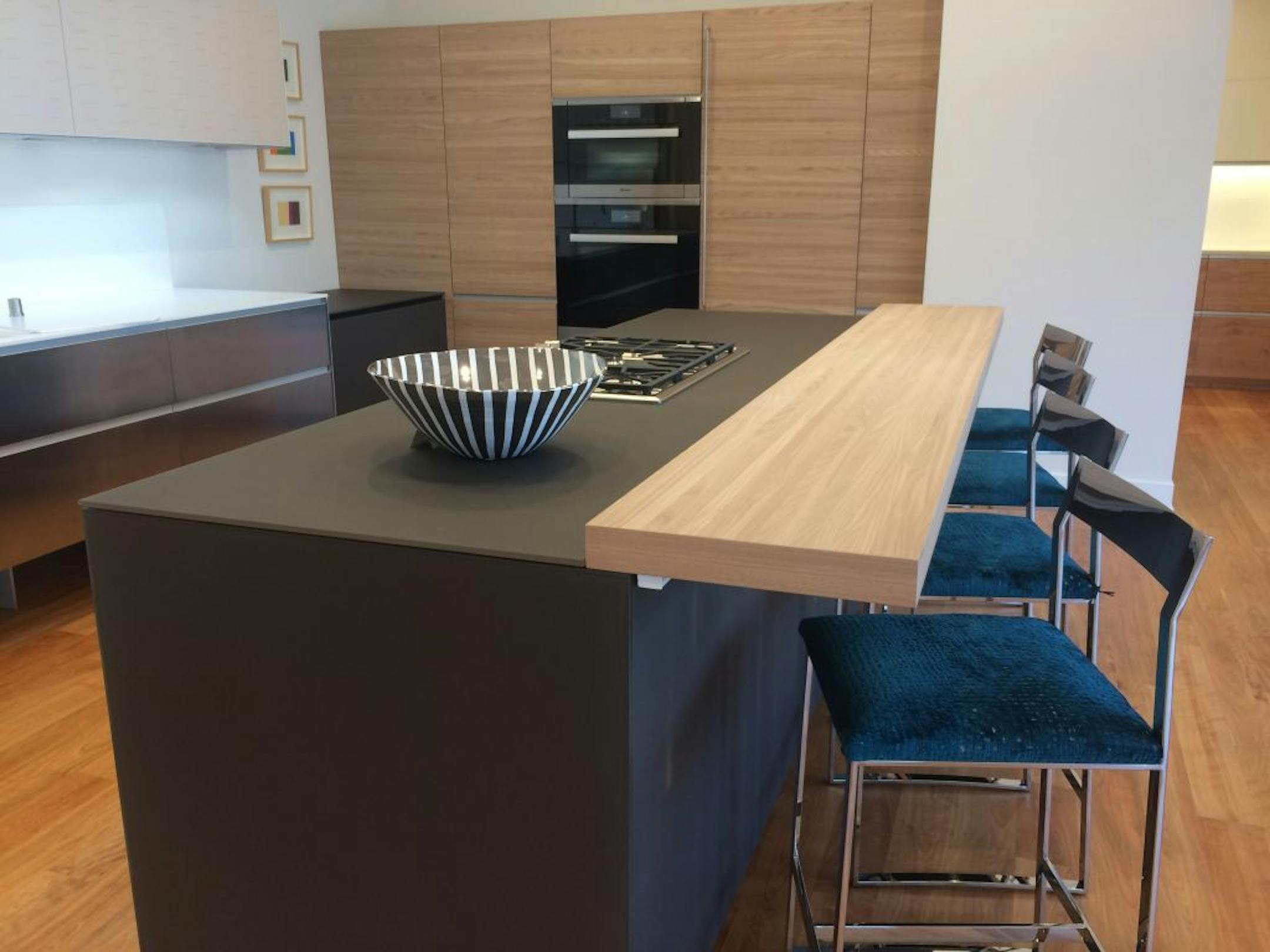 Valcucine Italian kitchen features a glass center island.