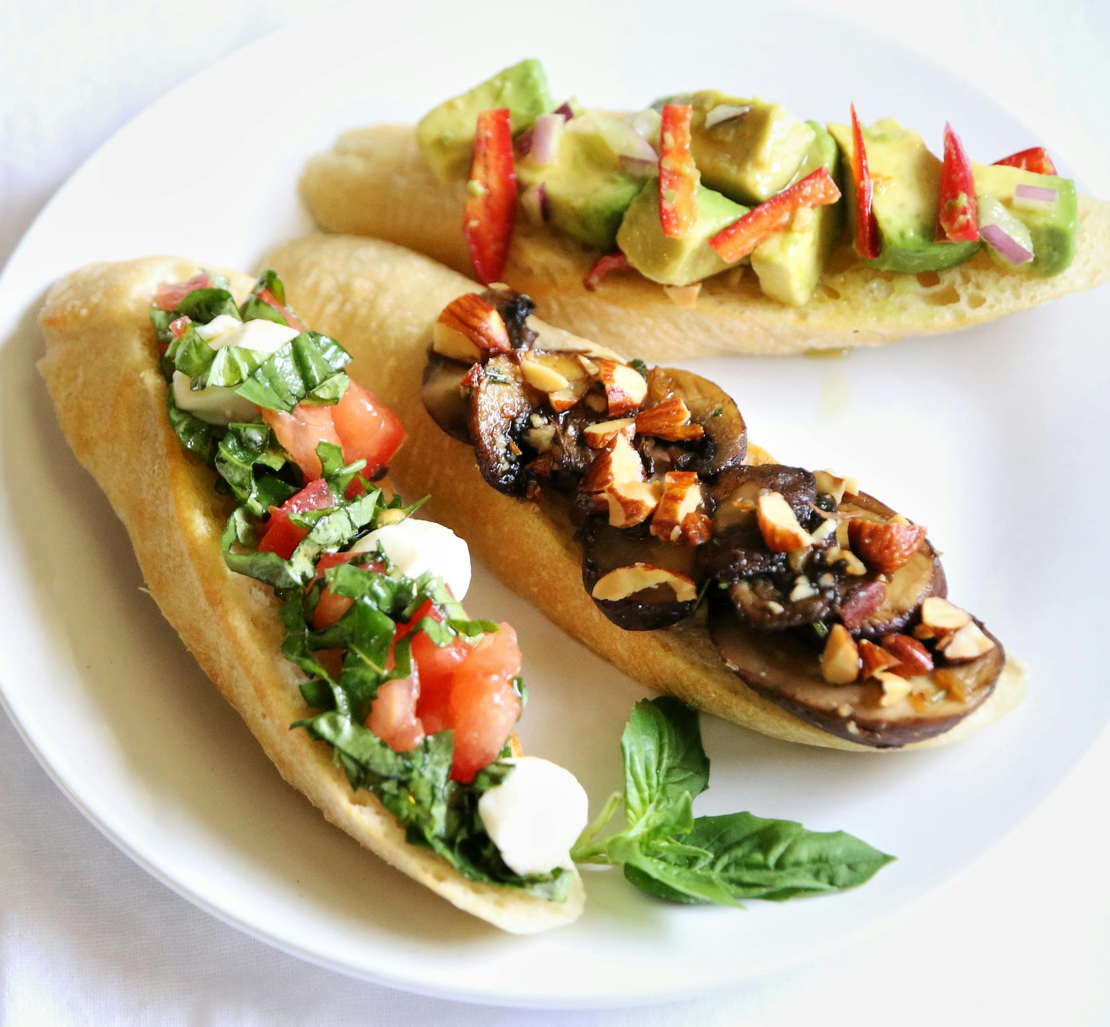 Trio of crostini for parties.