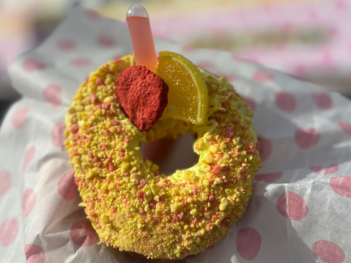 Strawberry lemonade donut from Fluffy's Hand Cut Donuts.