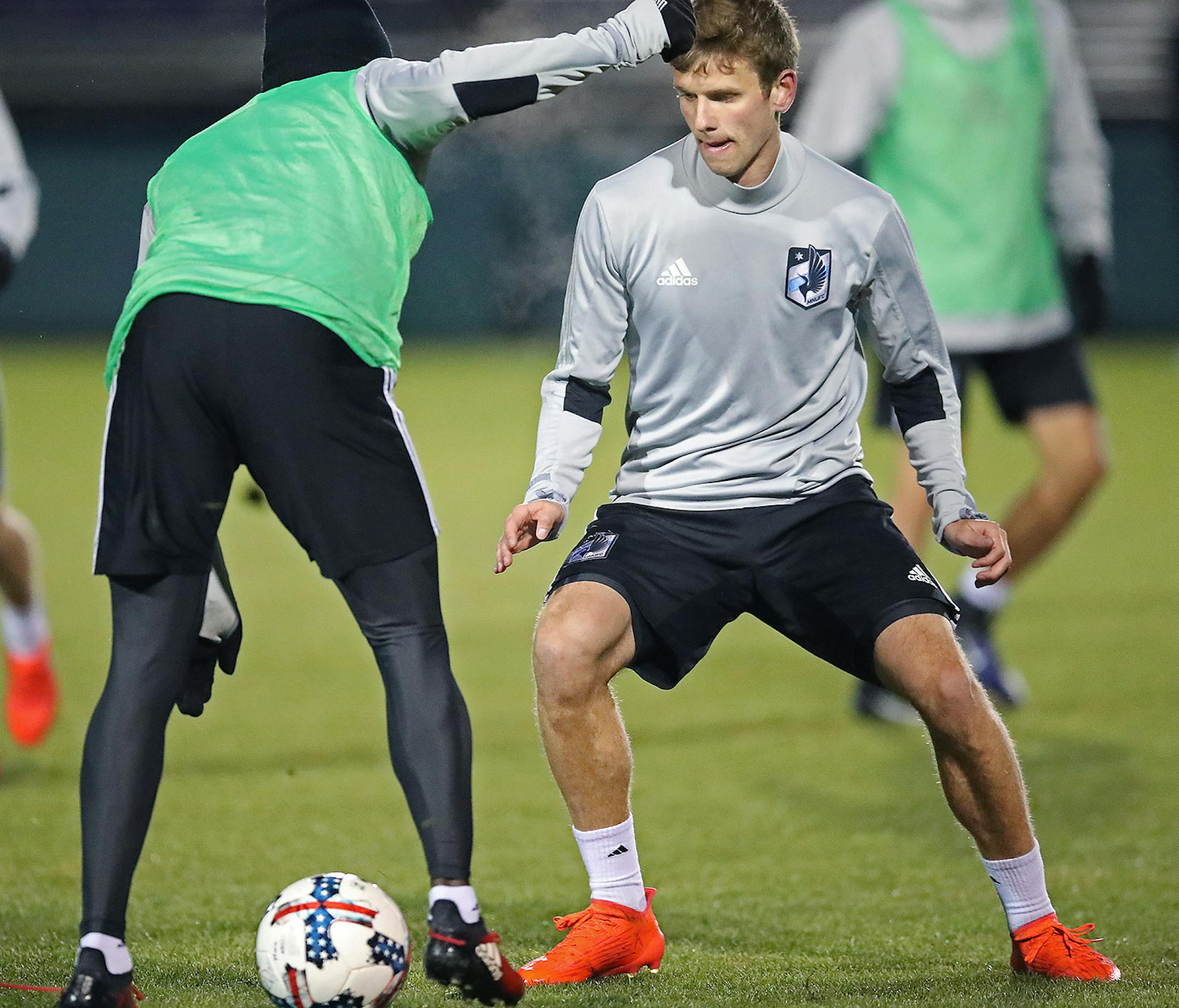 Minnesota United FC's Collin Martin practiced at Merlo Field at the Clive Charles Soccer Complex at the University of Portland, Tuesday, February 7, 2017 in Portland, OR. ] ELIZABETH FLORES &#xef; liz.flores@startribune.com