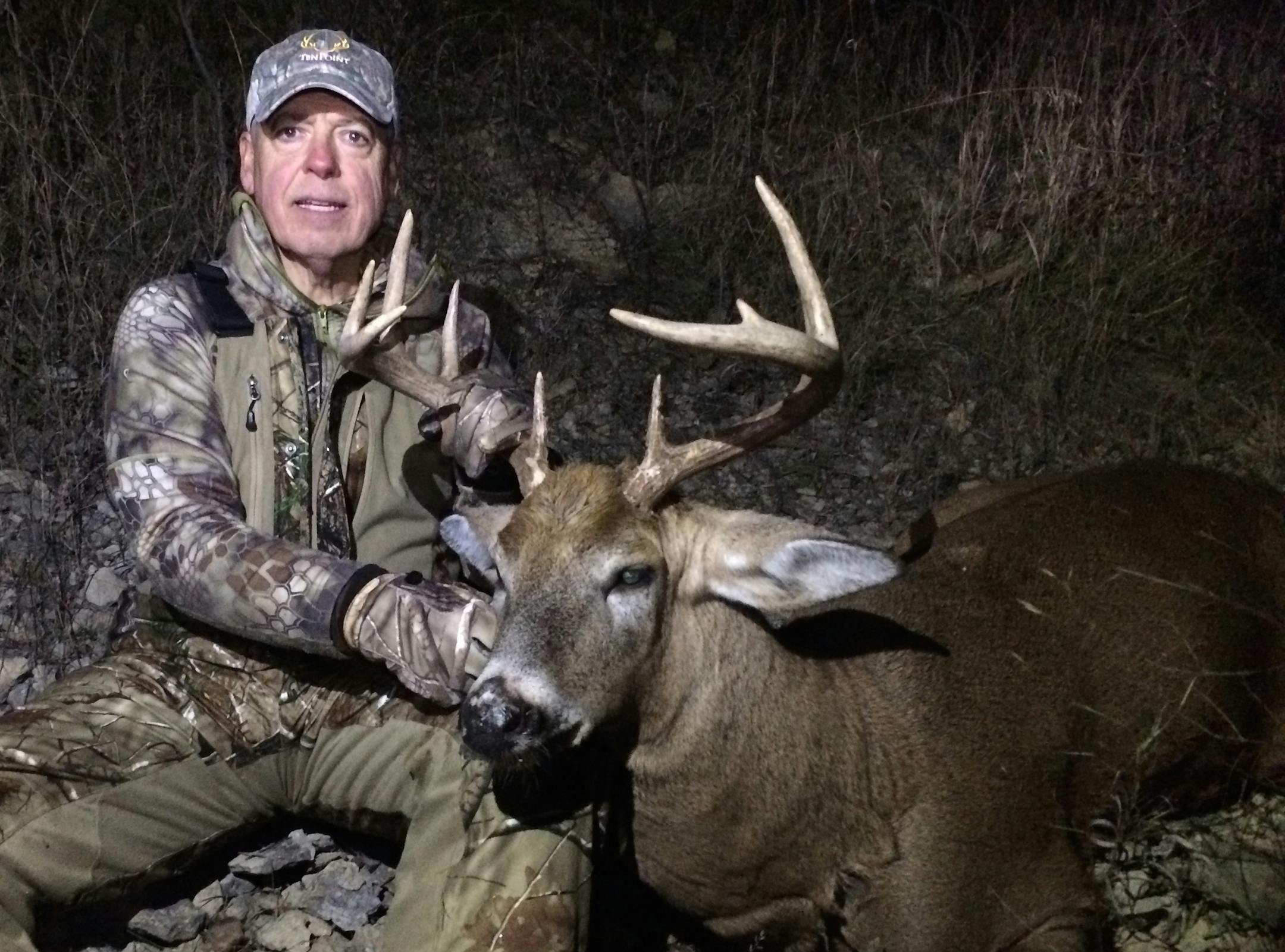 Rory Lenton, 64, of Rochester, bagged this dandy buck near Rochester. He recovered it near the bottom of a 100-foot cliff.