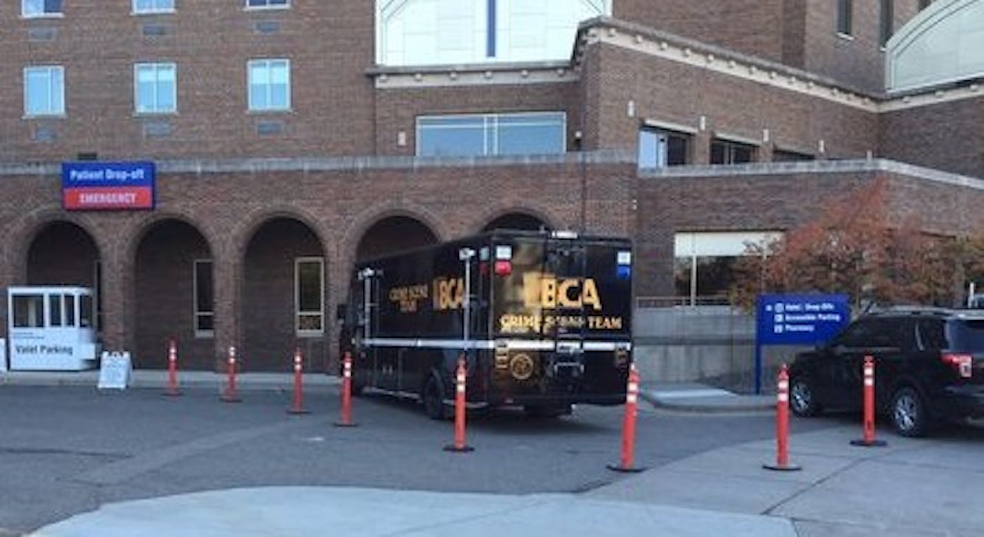 The scene outside St. Cloud Hospital, where a deputy was fatally shot.