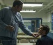 This image released by Netflix shows Cameron Britton, left, and Jonathan Groff in a scene from the 10-episode series, "Mindhunter," streaming on Netfl