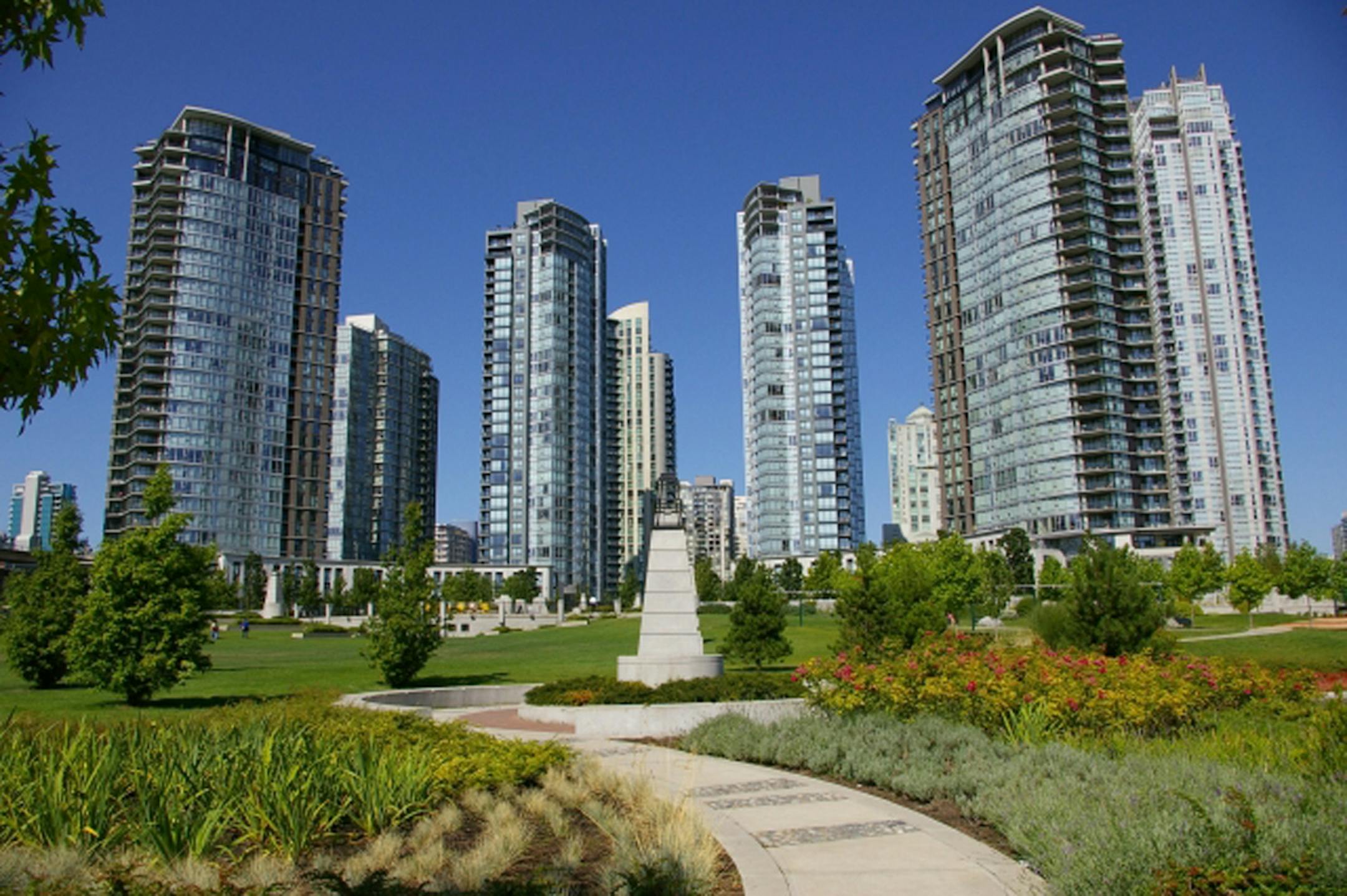 Views of Tom Reynen and Steve Gryzan's condo building in Vancouver from George Wainborn Park.