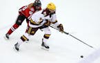 Gophers defender Sydney Baldwin, front, skated against St. Cloud State in a 2018 game.