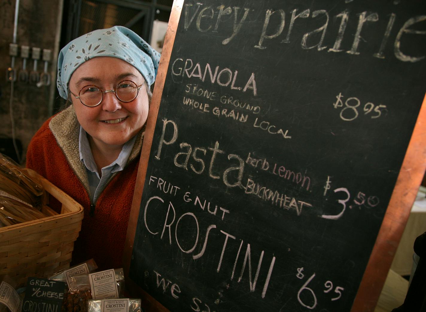 Susan Dietrich, who has a stand at the Mill City Farmers Market called Very Prairie, sells flatbread crackers, crostinis and aged and fresh goat cheeses.