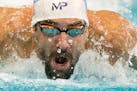 Michael Phelps placed third with a time of 52.99 in the 100m butterfly Thursday night at the University of Minnesota Aquatic Center. The 2015 Arena Pr