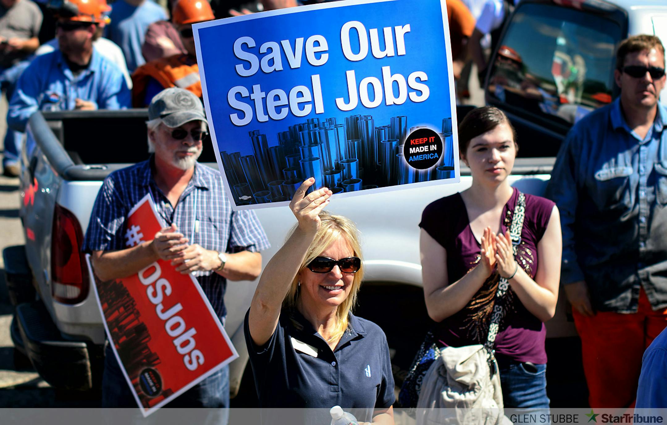 Karin Housley, GOP gubernatorial hopeful Scott Honour's running mate attended the miner rally in Virginia Minnesota.        ]   GLEN STUBBE * gstubbe@startribune.com  Monday June 23, 2014