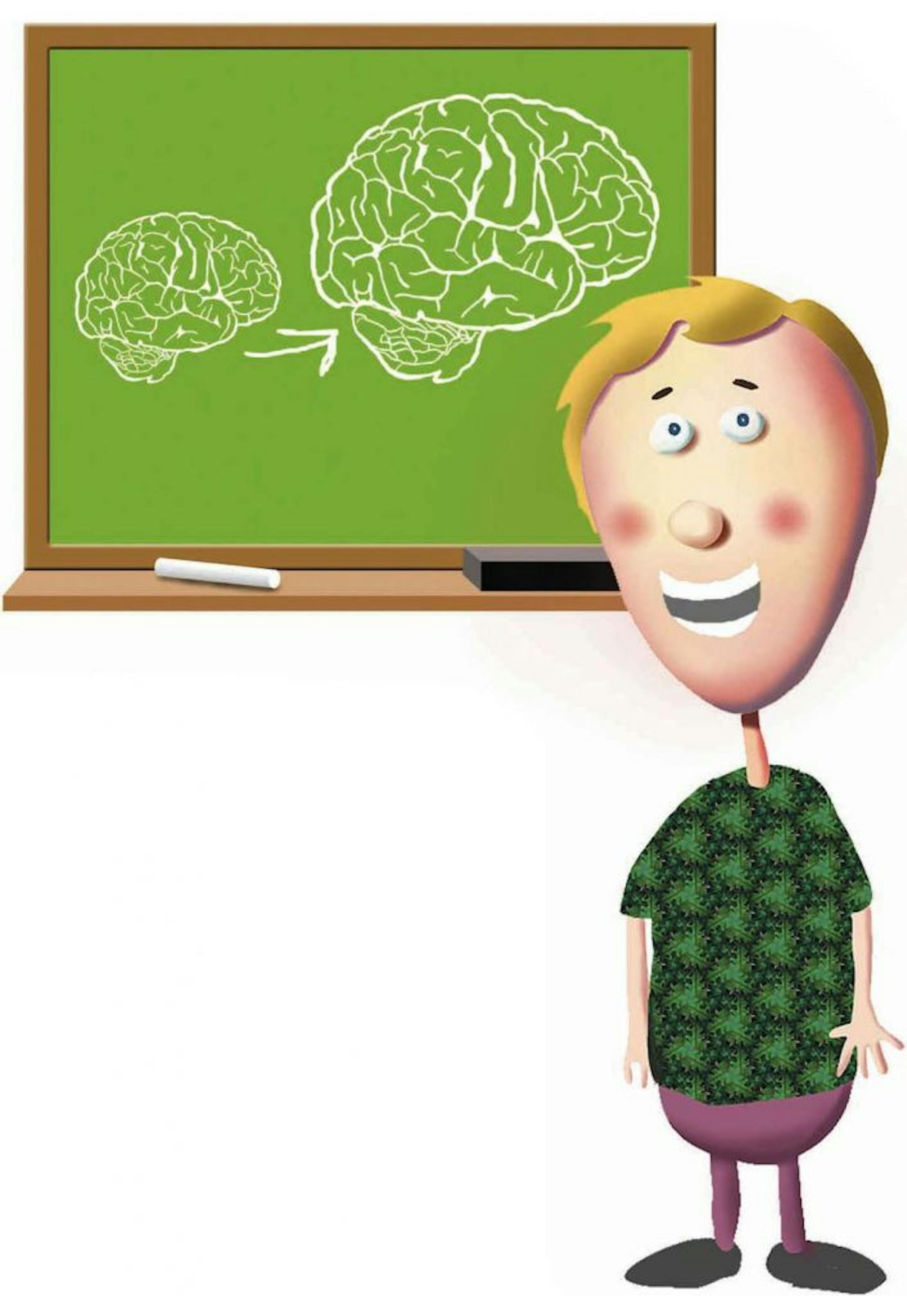 300 dpi 2 col x 5.5 in / 96x140 mm / 327x475 pixels Gary Meader color illustration of kid in front of a chalkboard with a brain drawn on it. Duluth News-Tribune 2005 <p>
KEYWORDS: brainy kid kids smart intelligence brain power school krteducation education krtnational national krtworld world krtfeatures features krt aspecto aspectos illustration ilustracion grabado escuela cerebro joven inteligencia krtdiversity diversity youth du contributor coddington meader 2005 krt2005 intelligence nerd geek