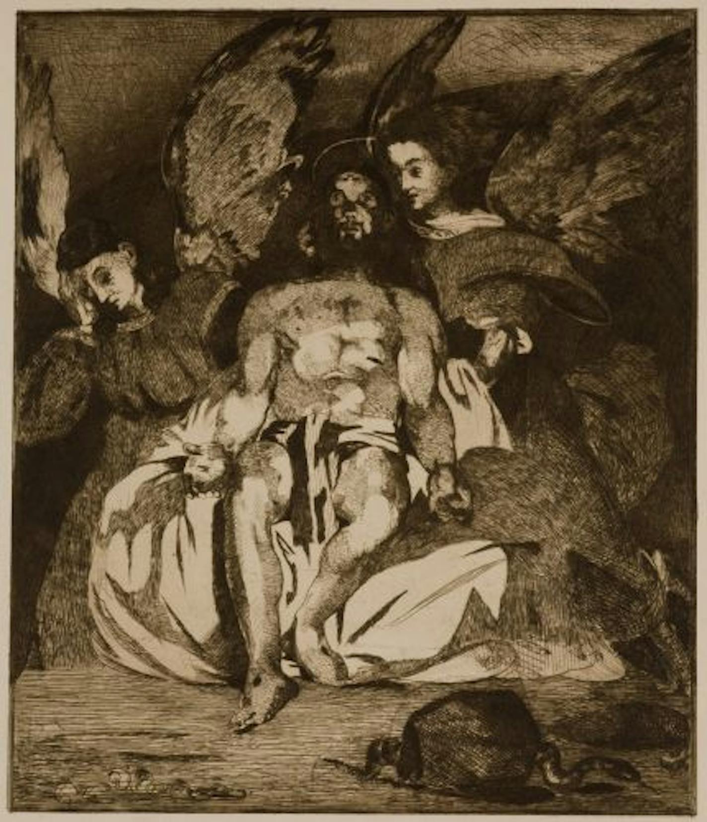 Edouard Manet, "Dead Christ with Angels," etching and aquatint, 1866-1867