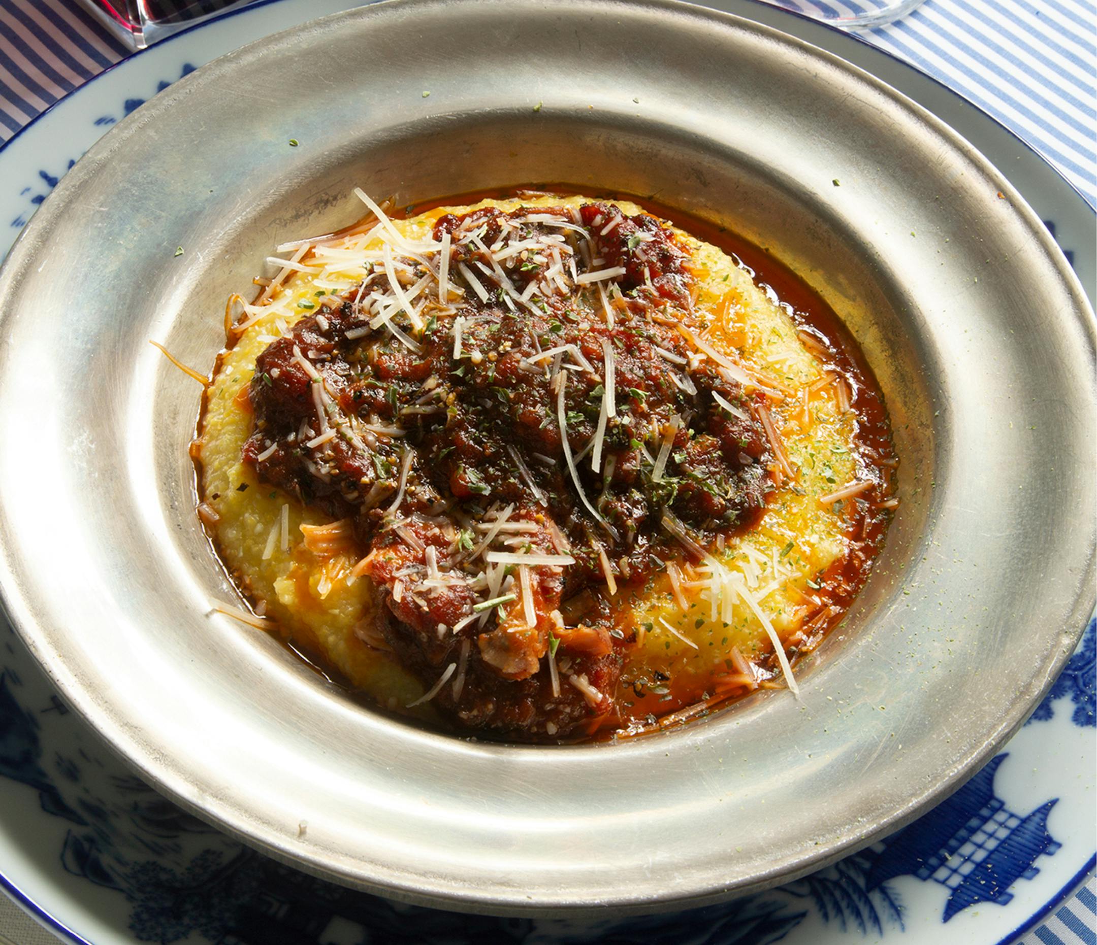 Polenta and Pork Ragù from "The Art of Pantry Cooking" by Ronda Carman (Rizzoli, 2022). Credit: Matthew Mead
