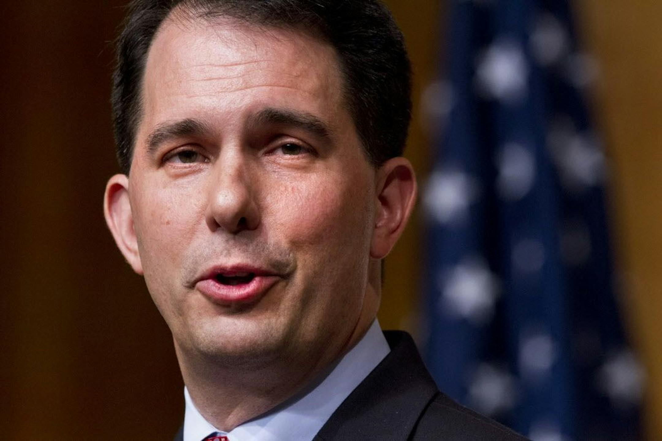 GOP potential presidential candidate Wisconsin Gov. Scott Walker, who is expected to announce his candidacy next month, speaks at the Road to Majority 2015 convention, Saturday June 20, 2015, in Washington.