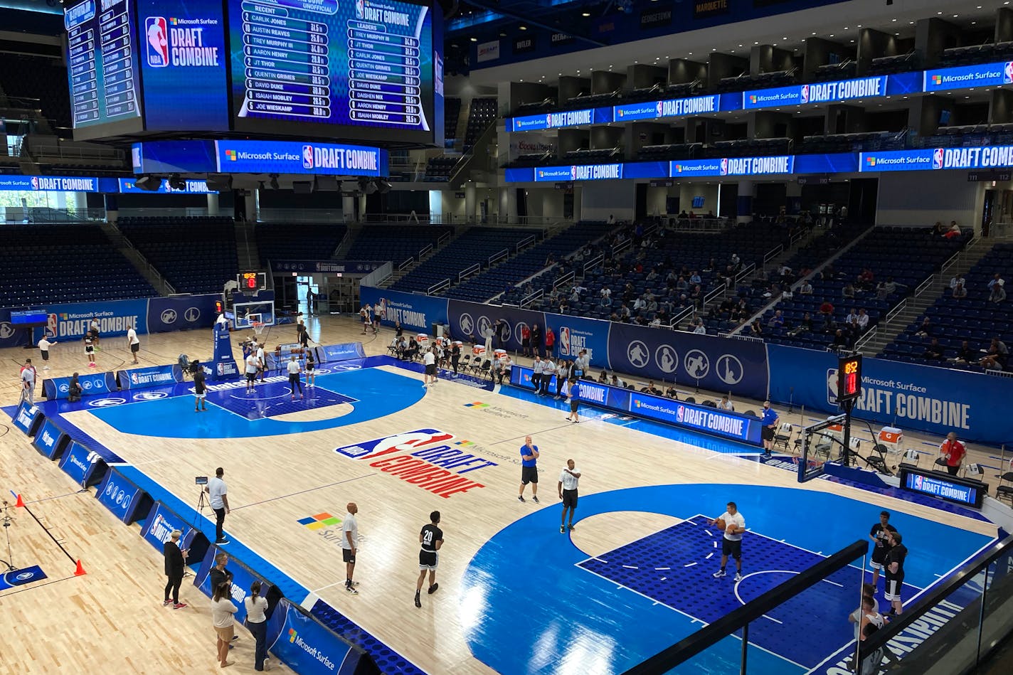 Prospects for the 2021 NBA Draft participate in the Draft Combine at Wintrust Arena in Chicago.