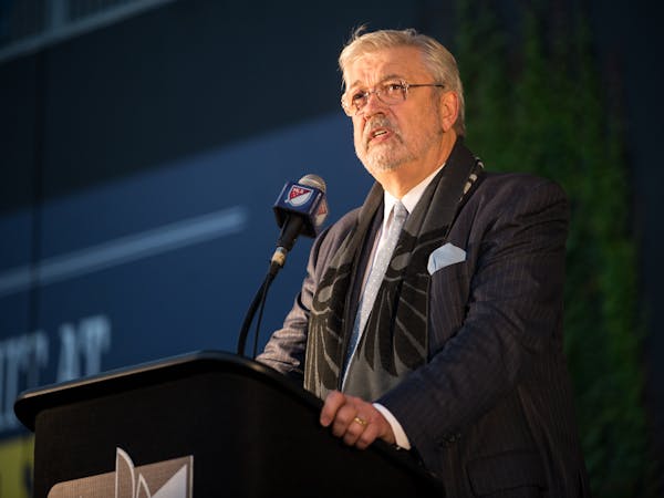Minnesota United majority owner Dr. William McGuire spoke Friday at the MLS announcement ceremony.