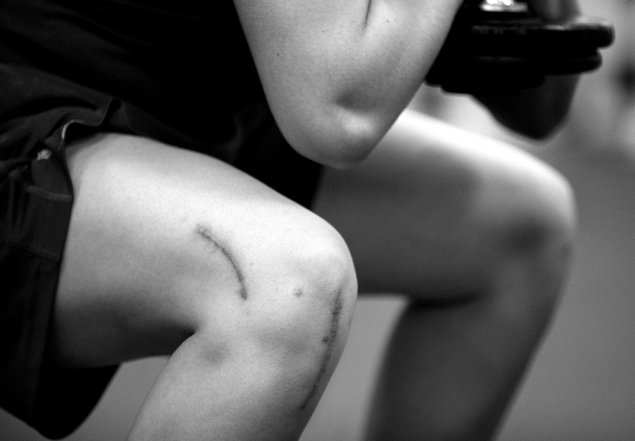 Rachel Banham worked out in the weight room separately from teammates as she rehabbed her knee injury on April 29, 2015. Although the injury happened during her senior year Banham received a medical hardship waiver to return for 2015-16 season.