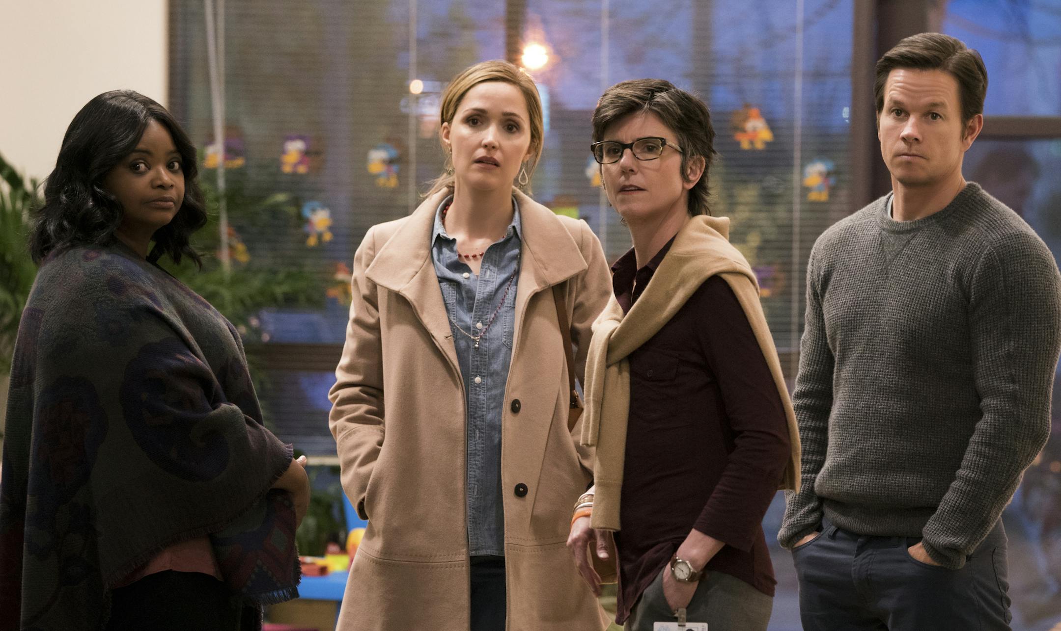From left, Octavia Spencer, Rose Byrne, Tig Notaro and Mark Wahlberg in "Instant Family."