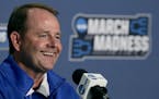 FILE - In this March 19, 2016, file photo, Middle Tennessee head coach Kermit Davis speaks to the media during a news conference ahead of a second-rou
