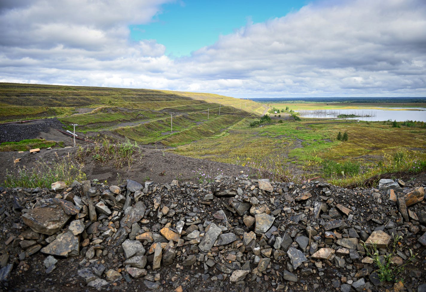 Once work begins at PolyMet mine near Hoyt Lakes, Minnesota, this tailings basin will be put back into use. Tailings, rock that does not contain ore is pumped in a a slurry mixture and deposited in the tailings basin. Water will be recycled and reused. ] GLEN STUBBE &#x2022; glen.stubbe@startribune.com Wednesday, August 20, 2014 EDS, this is the one vantage point PolyMet allows visitors.FOR USE WITH ANY APPROPRIATE STORY