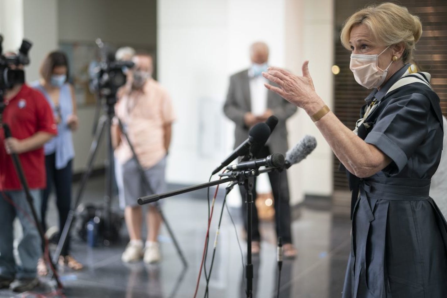 Dr. Deborah Birx spoke with media after attending a roundtable meeting with community and state health official.