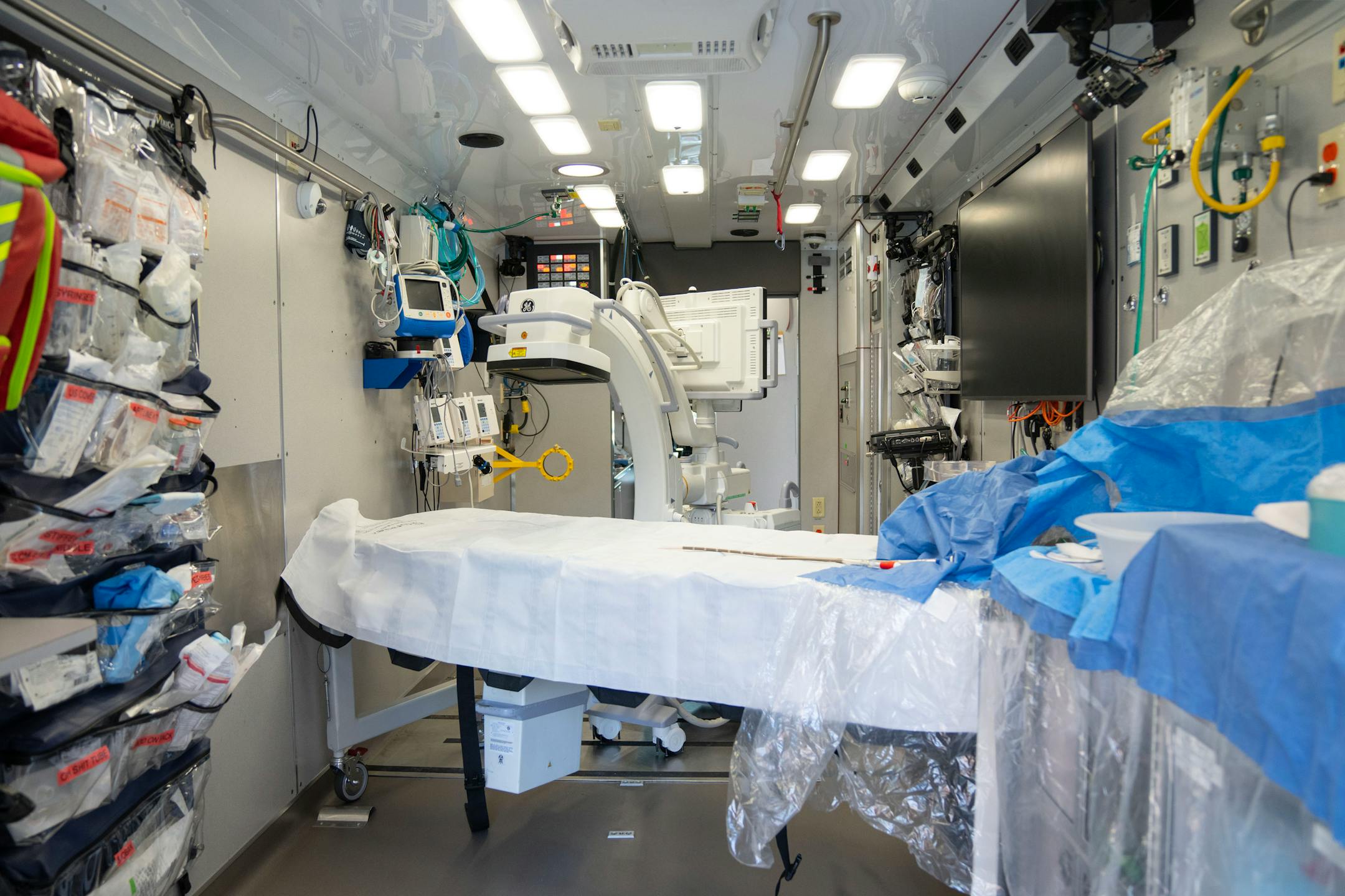 The interior of the Minnesota Mobile Resuscitation Consortium is seen at M Health Fairview University of Minnesota Medical Center - East Bank.