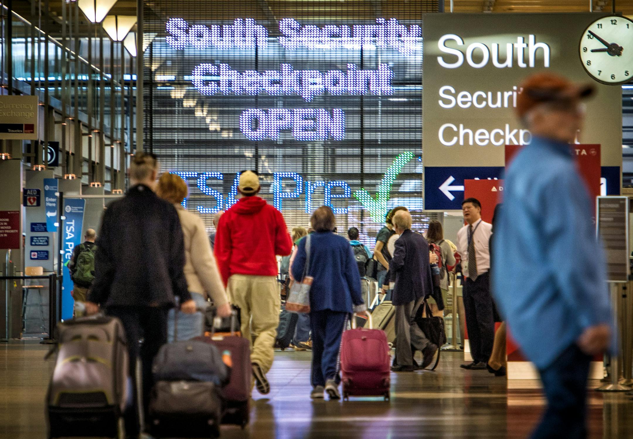 Security lines at Minneapolis-St. Paul International Airport moved at a normal pace with no visible backups Thursday morning, when the TSA had most checkpoints open.