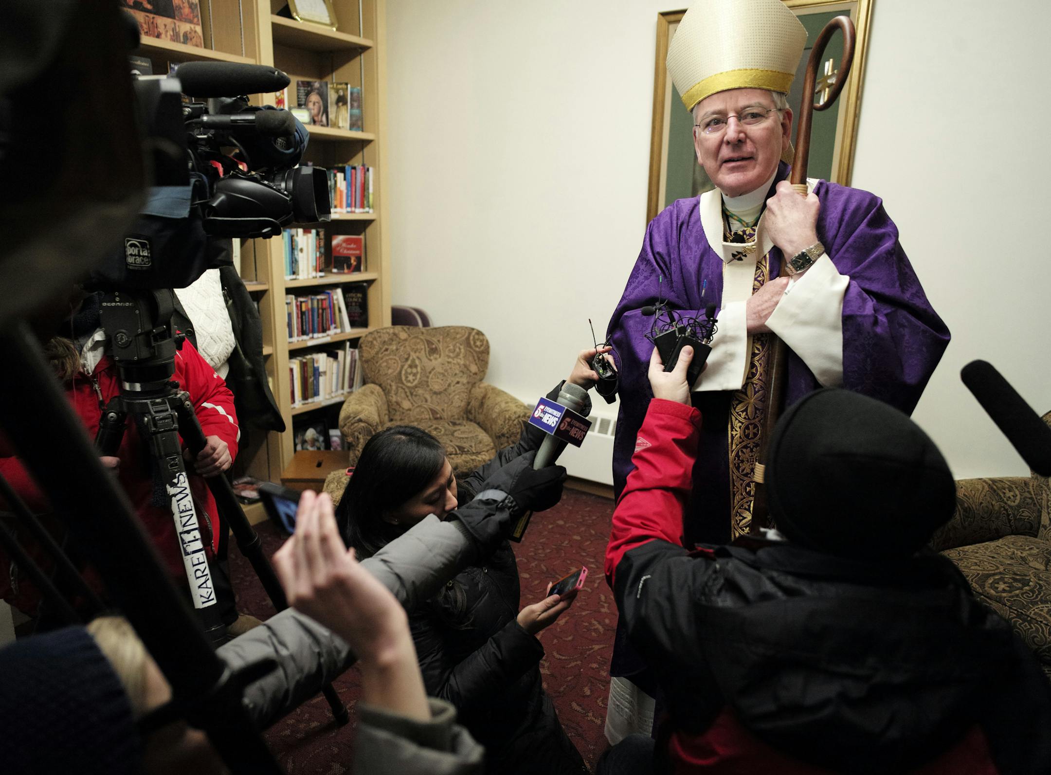 At Our Lady of Grace Church in Edina, archbishop Nienstedt acknowledged that the Catholic church has mishandled the child abuse scandal in his homily during the 9:30 service. "I overlooked this; I should have investigated it a lot more than I did," said Nienstedt in statement after the service.]richard tsong-taatarii/rtsong-taatarii@startribune.com