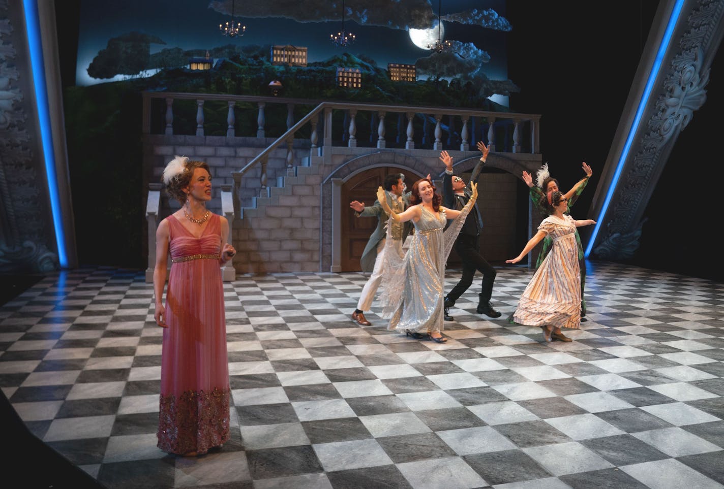 Cast members perform during a dress rehearsal of "Emma" at the Guthrie Theater.