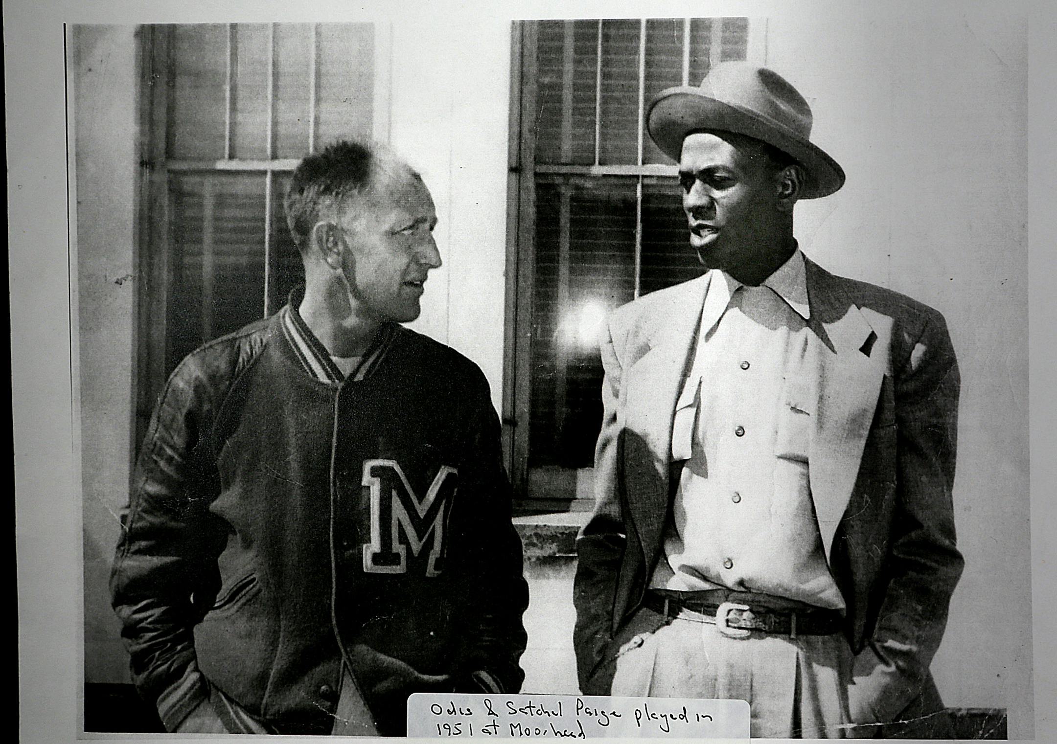 Odis LeGrand in a 1951 photograph with baseball legend Satchel Paige in Moorhead, MN. Odis "Oats" LeGrand was Sports Illustrated's voice of small town America in the 1980's. LeGrand ,of Fergus Falls, epitomized the small town sports broadcaster. ] JIM GEHRZ•jgehrz@startribune.com (JIM GEHRZ/STAR TRIBUNE) / December 24, 2012 / 2:00 PM Minneapolis, MN BACKGROUND INFORMATION: Additional pix for Northern Lights project. Credits for photos are courtesy of family unless otherwise noted.