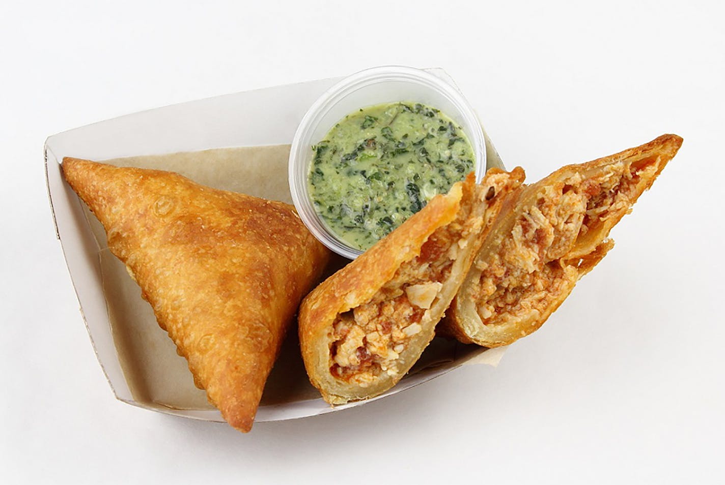 Butter Chicken Samosas: Pastries filled with chicken in a tomato curry sauce and served with a side of green chutney. Sweet Summer Vegetable Samosas with corn, peas and onions also are available. Find it at Hot Indian located at Taste of Midtown Global Market at the International Bazaar, east wall. Available Aug. 27 – Sept. 1 only.