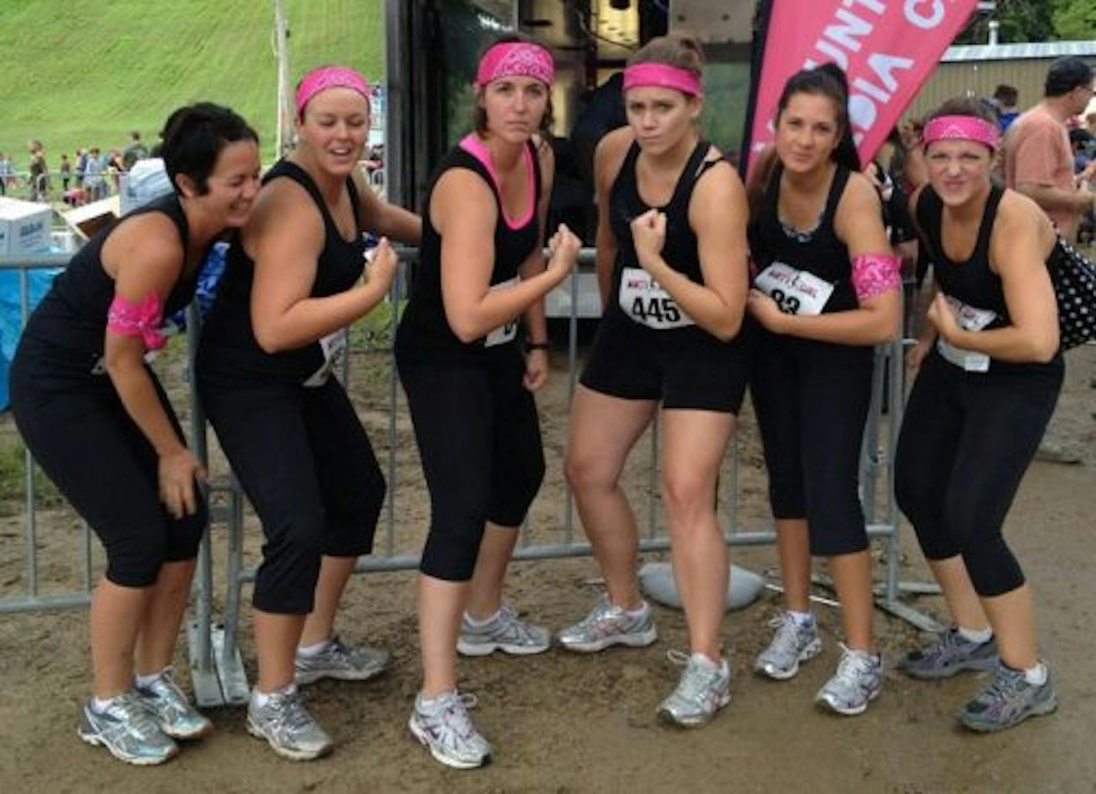 Angela (third from right) and her peeps before the race