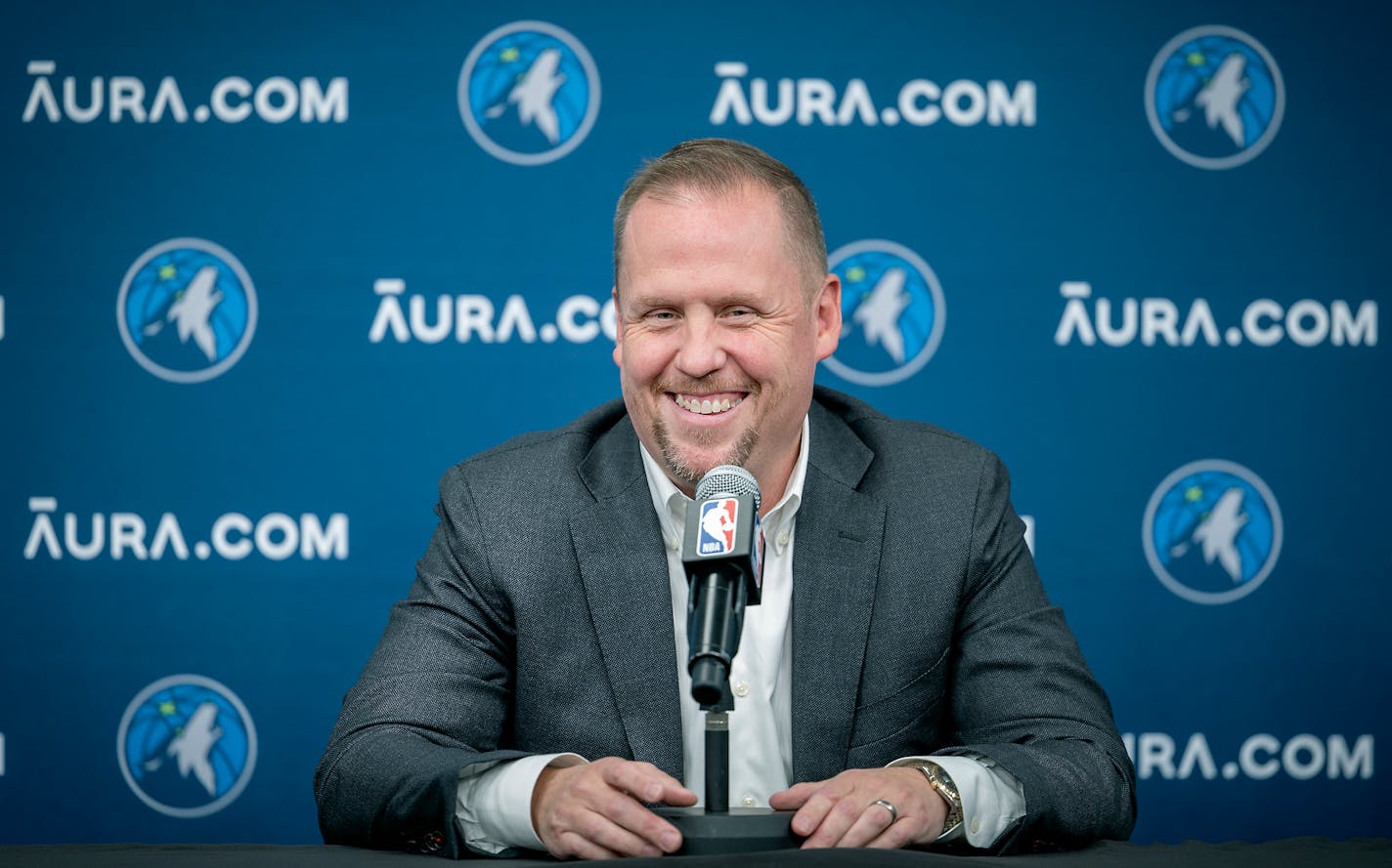 Timberwolves President of Basketball Operations Tim Connelly addresses the media during the Minnesota Timberwolves Media Day at Target Center in Minneapolis, Minn., on Monday, Sept. 26, 2022.] Elizabeth Flores • liz.flores@startribune.com