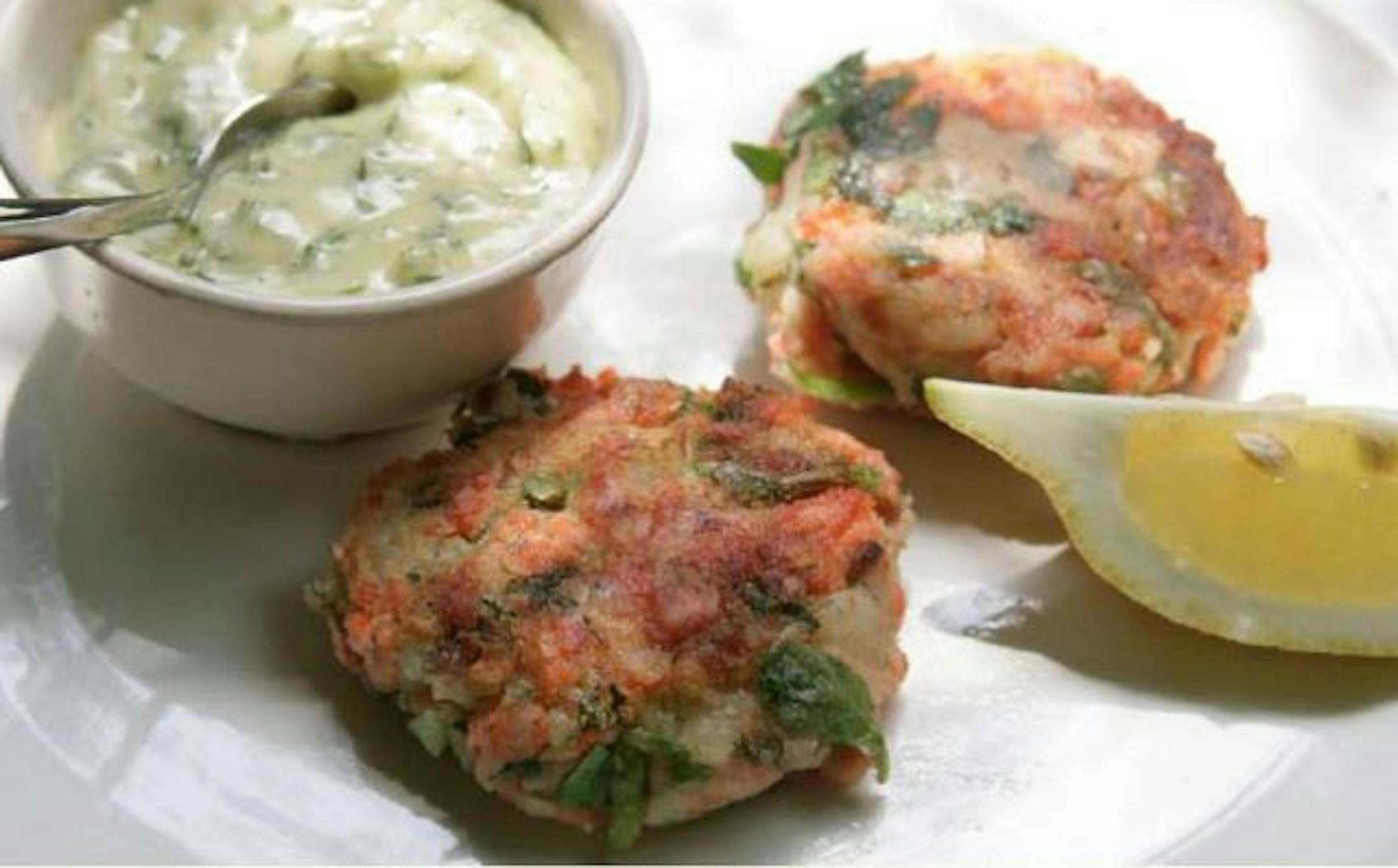 Salmon fish cakes from the book "Fish Tales" by Bart van Olphen and Tome Kime.