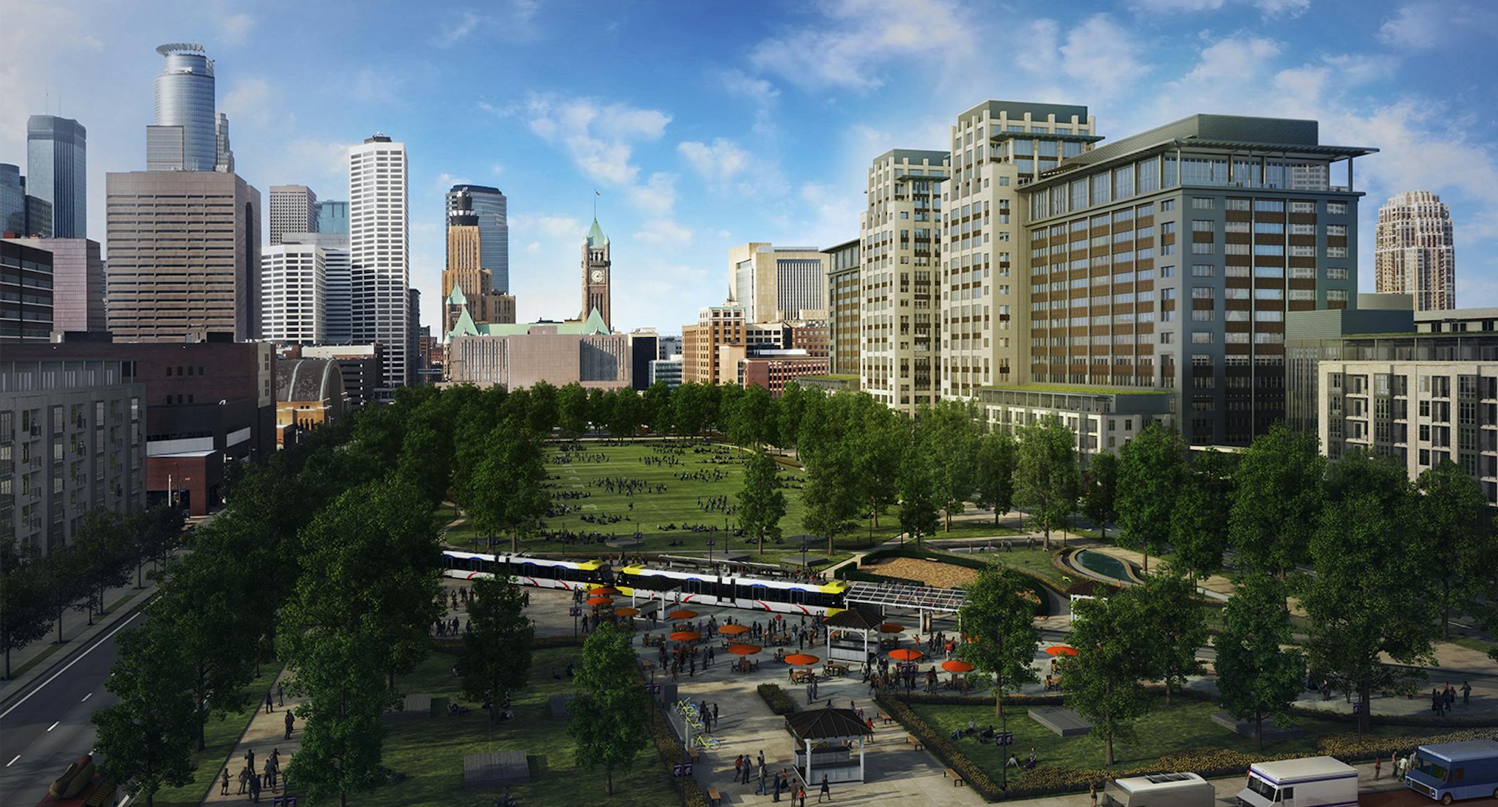 Provided by Ryan Companies The Yard: a new park in the heart of the emerging Stadium area on the two blocks between Park and 5th Avenues South and 4th and 5th Streets South. Available year-round for game-day activities, daily use by office workers, neighborhood sports and gatherings, and special events of all kinds. Major public amenity that will spur further private development in the stadium area.