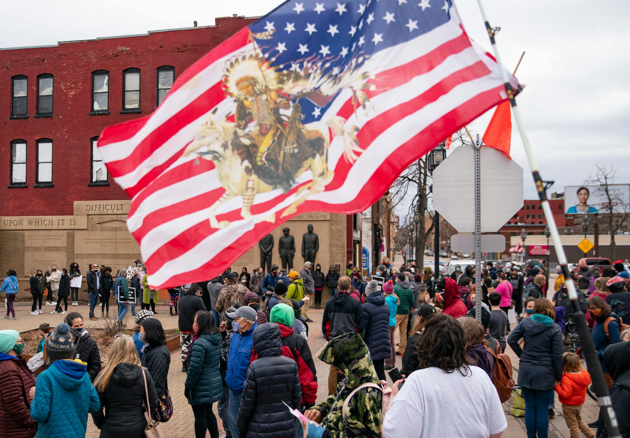 Protestors gathered outside the Clayton Jackson McGhie Memoria in Duluth on Wednesday to begin protesting the killing of Duante Wright.