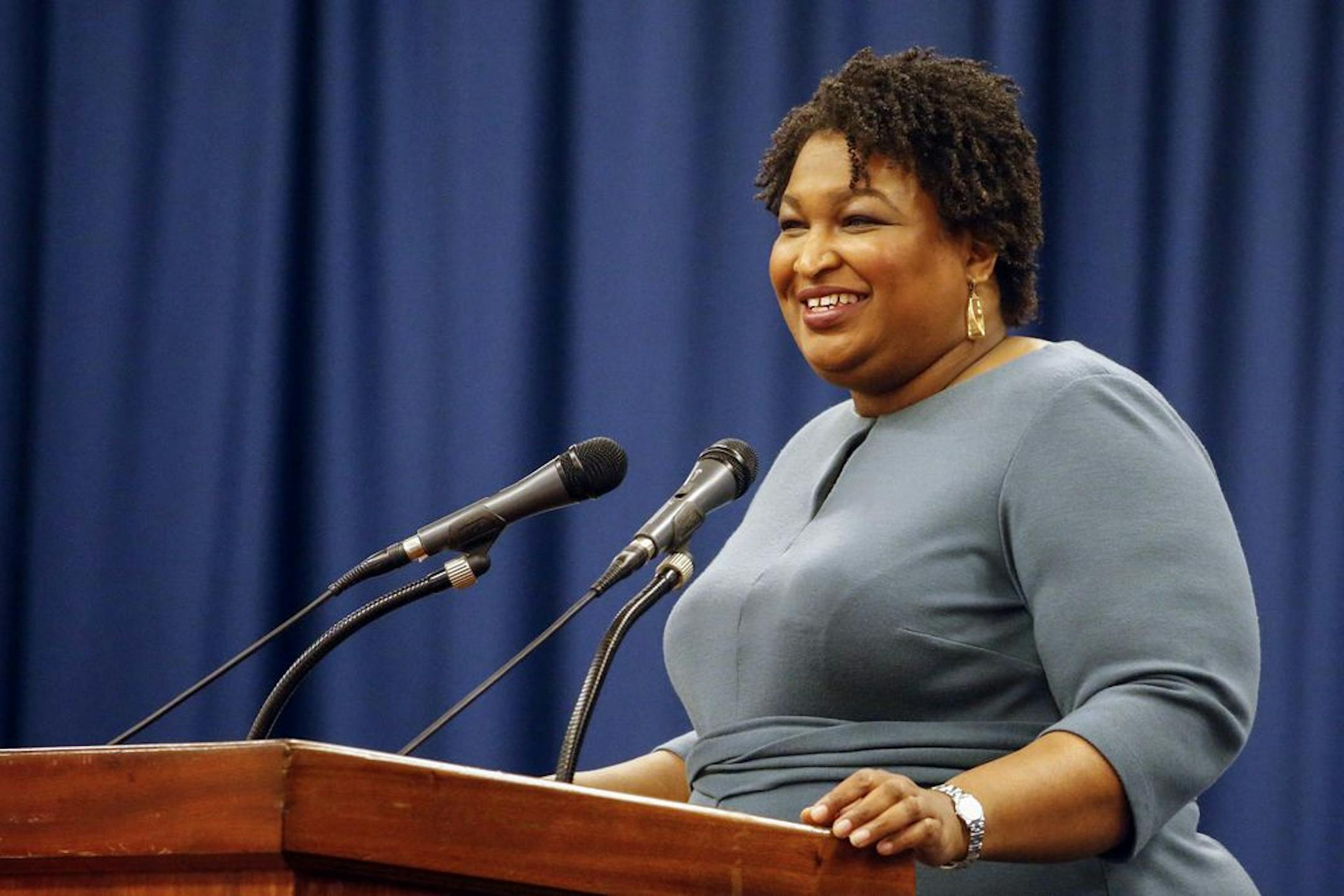 FILE - In this March 1, 2020, file photo, Stacey Abrams speaks at the unity breakfast in Selma, Ala.
